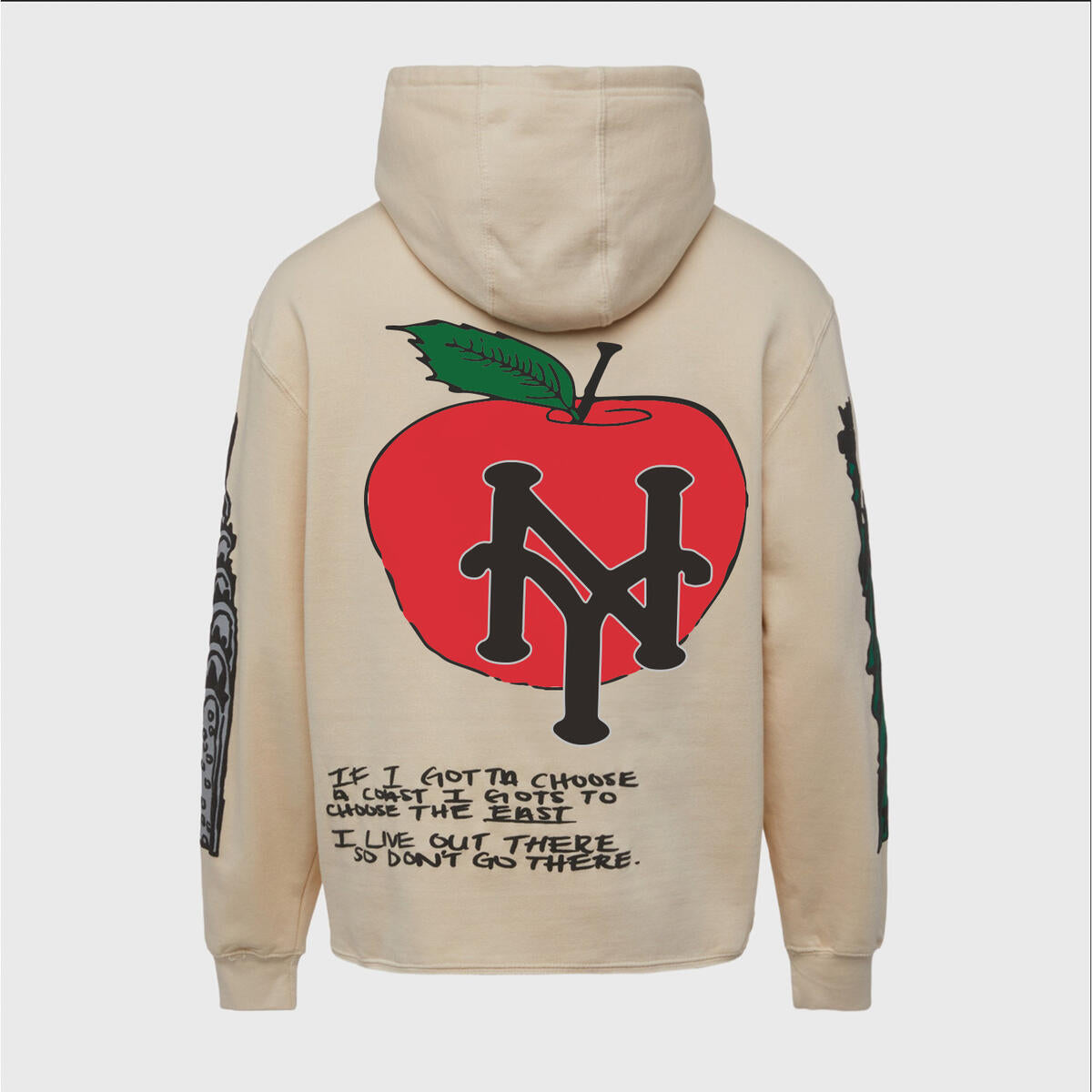 Homme + Femme Cali to NYC Hoodie in cream with puff print landmarks – view 2 of 2