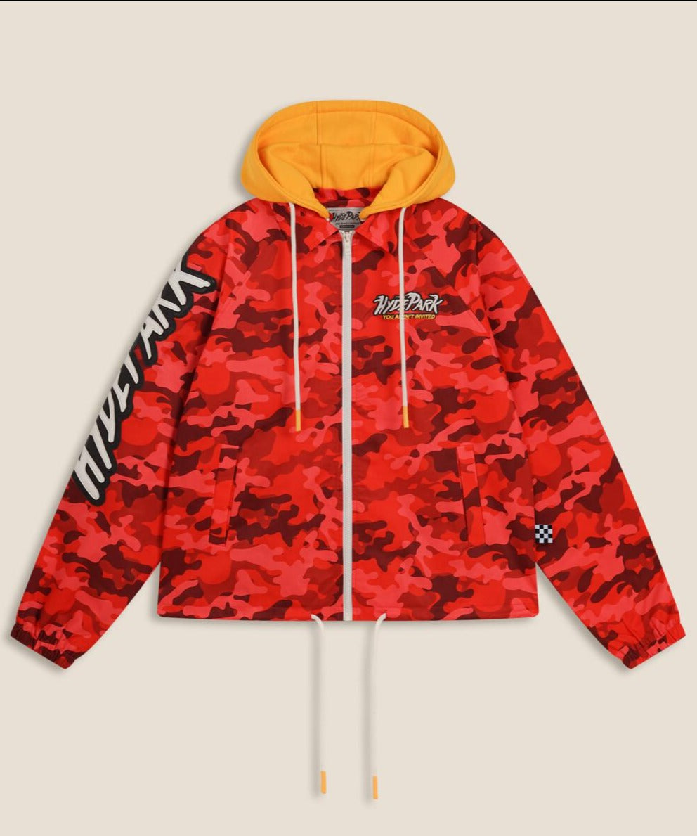 FIND THE ZIP COACH JACKET - RED CAMO