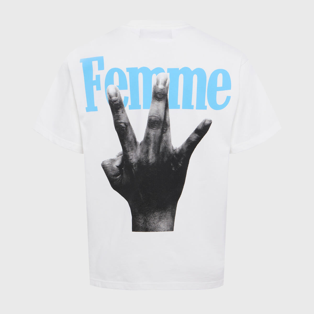 Homme + Femme Twisted Fingers Tee White with Baby Blue – view 2 of 2