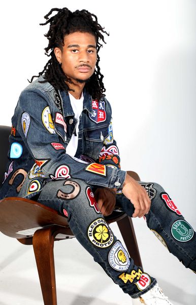 Kash Maison Hamsa-56 Patch Jacket in blue – view 5 of 8