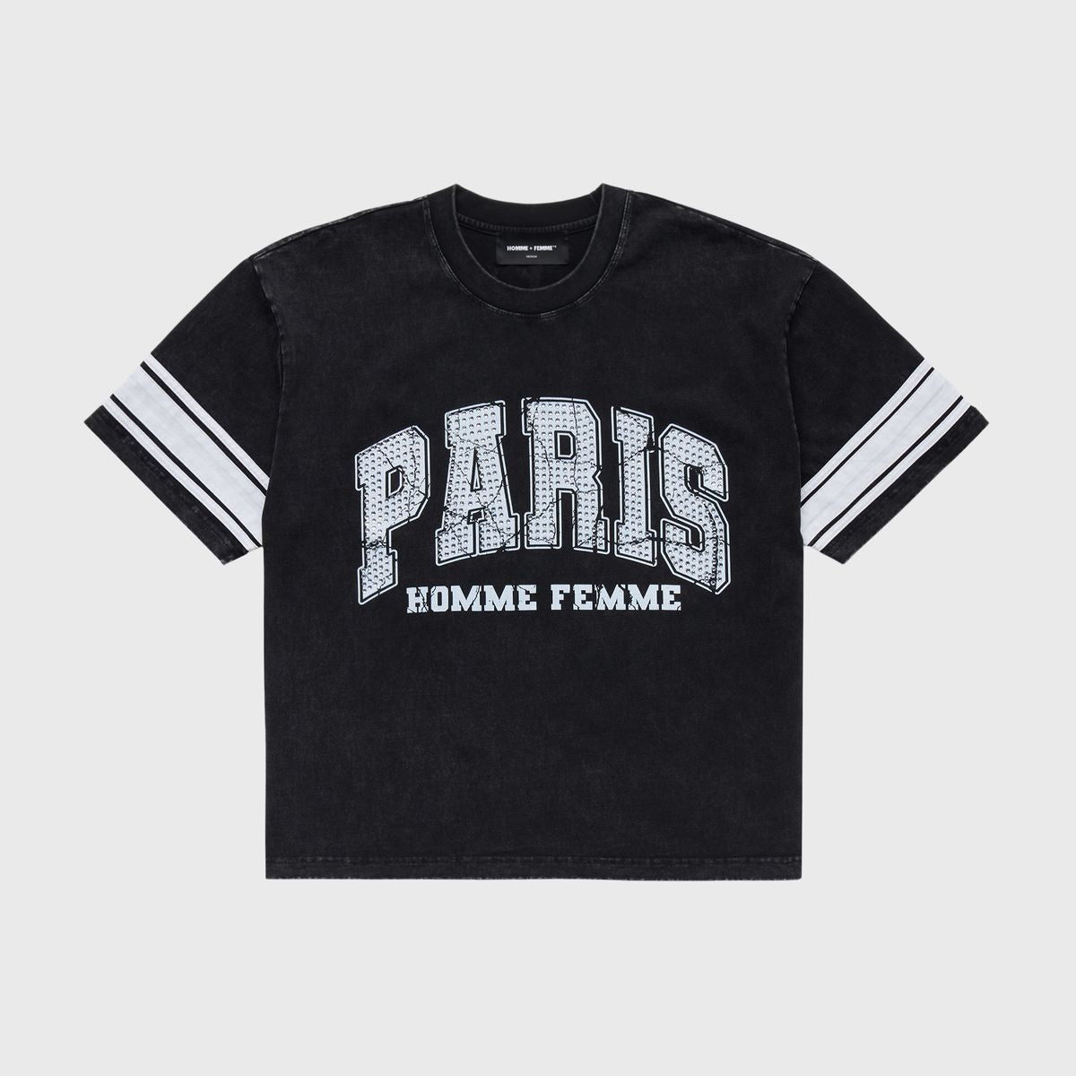 Homme + Femme Paris Rhinestone Tee in black – view 1 of 2