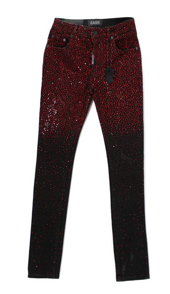 Kash Diamond Denim jeans in black with red – view 1 of 8