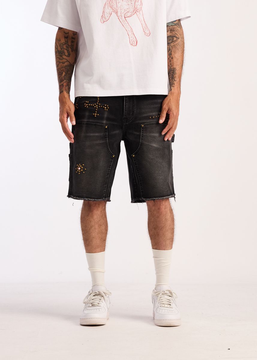 Embellish Shadow Shorts in washed black – view 1 of 4