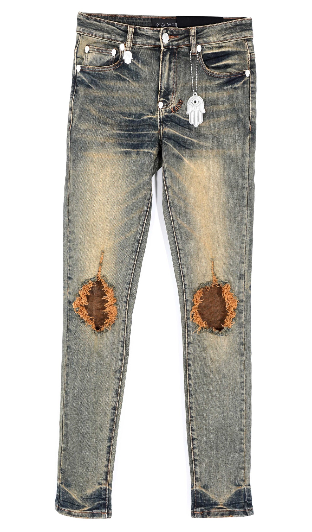KASH Hamsa-26 SKINNY Ripped Denim - Deep Blue
