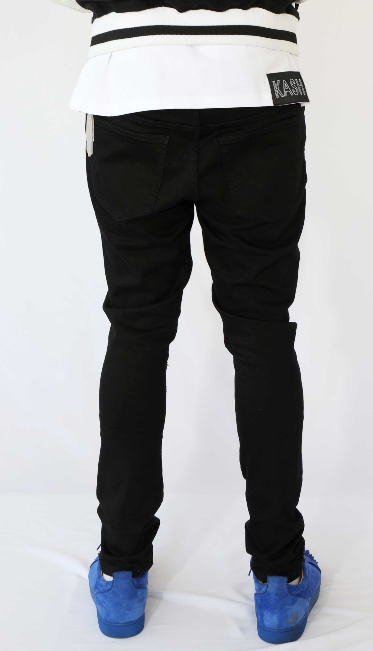 KASH OPEN DISTRESSED SKINNY DENIM - BLACK