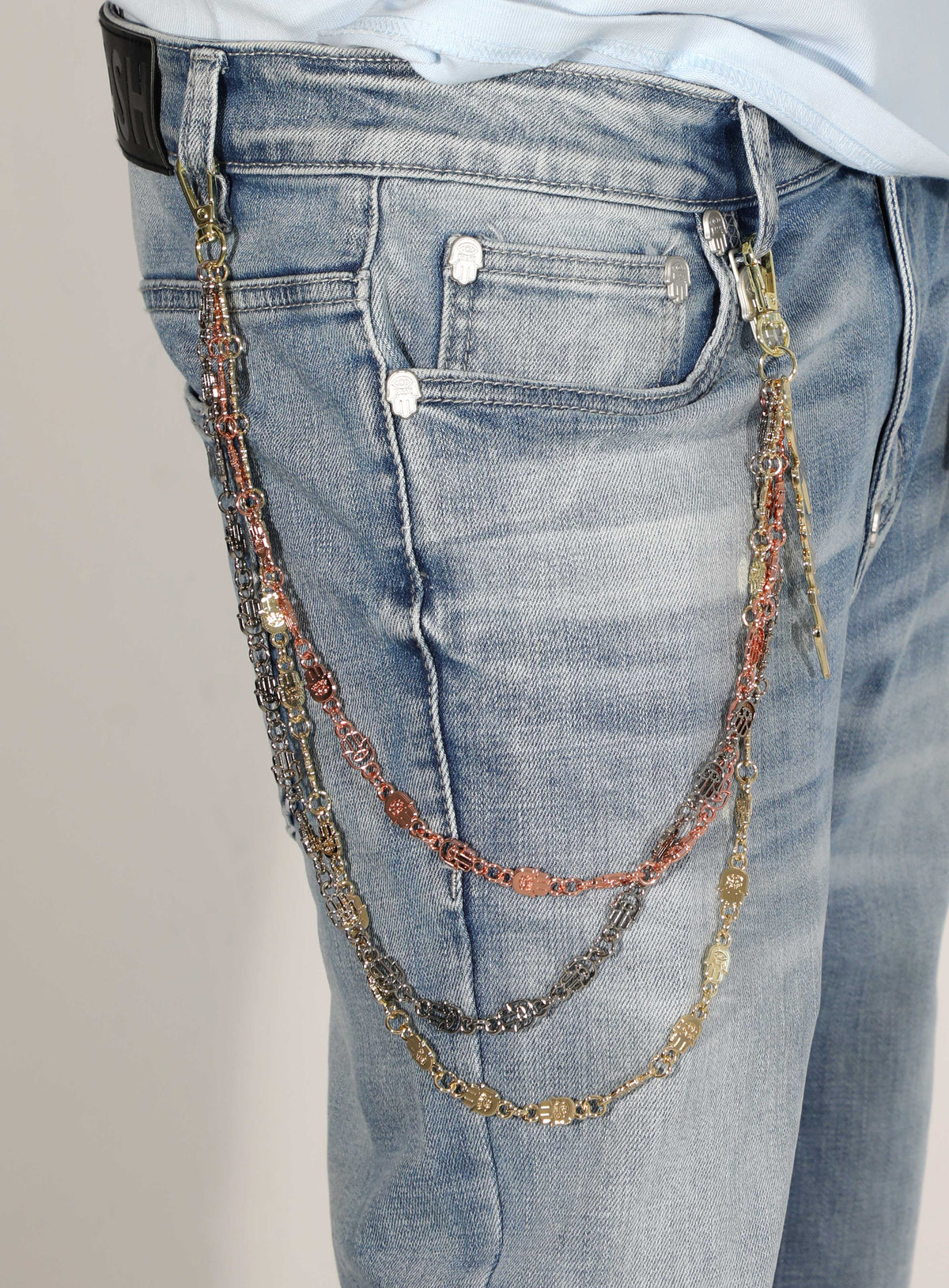 KASH Hamsa Wallet Chains 3Layers - Gold/Rose/Silver