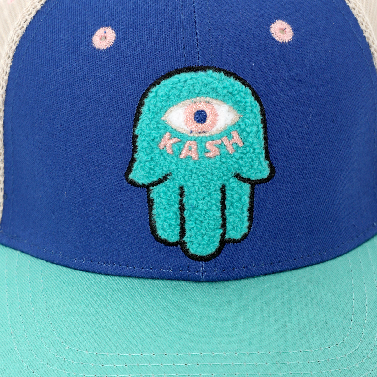 KASH CHENILLE HAMSA SNAPBACK - BLUE W/ GREEN