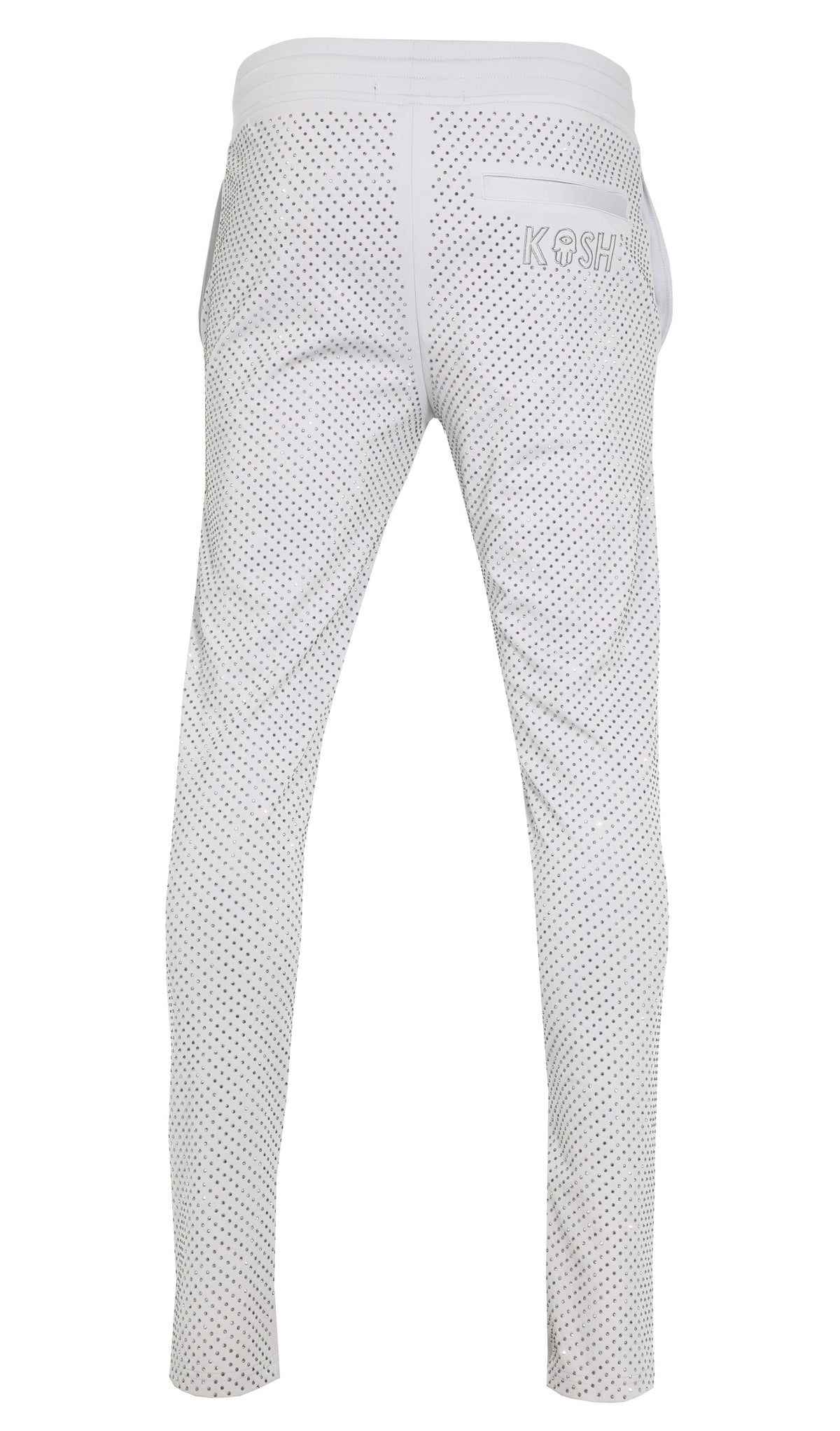 KASH CRYSTAL TRACK PANTS W| HAMSA LOGO - LIGHT GREY