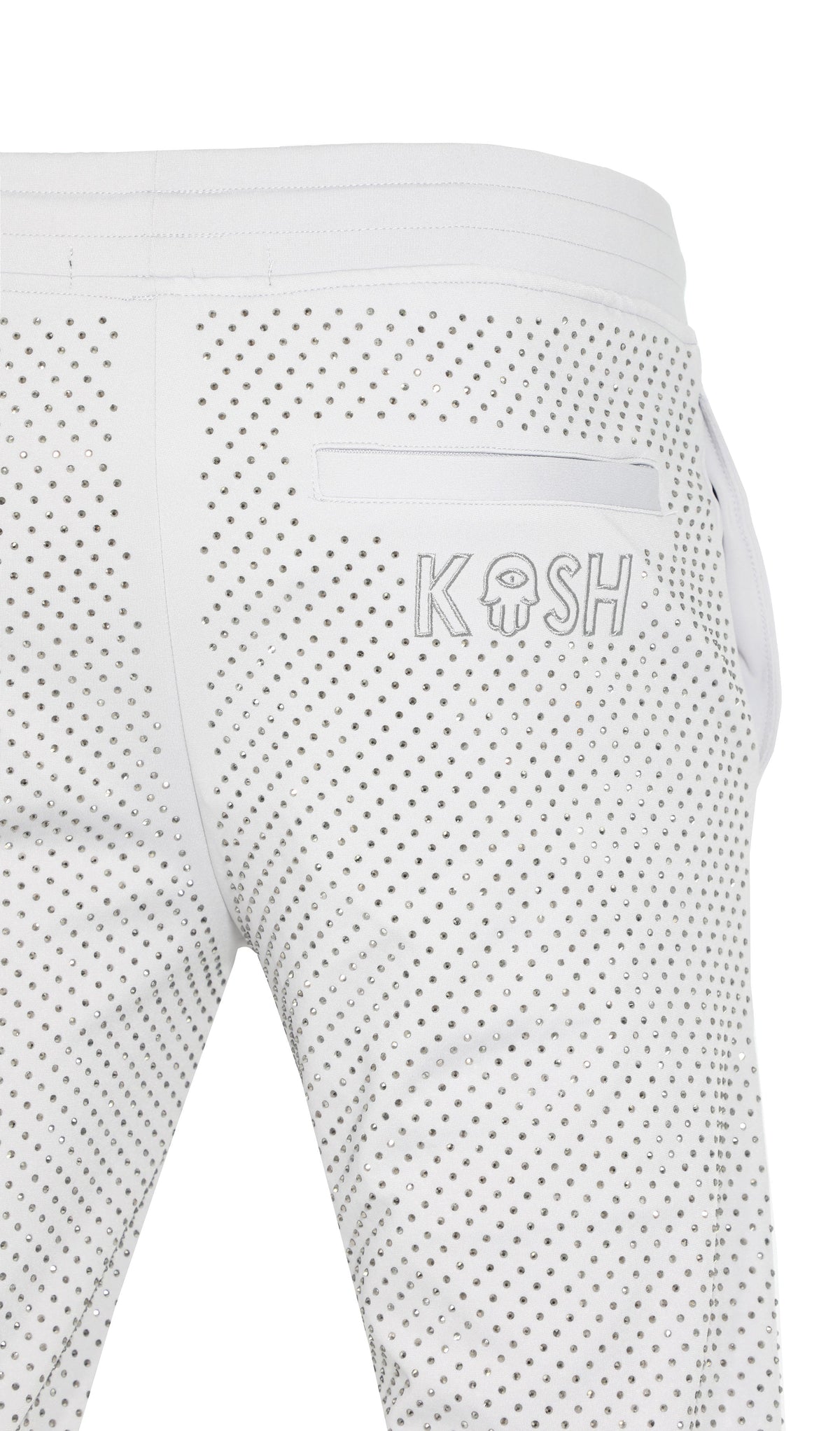 KASH CRYSTAL TRACK PANTS W| HAMSA LOGO - LIGHT GREY