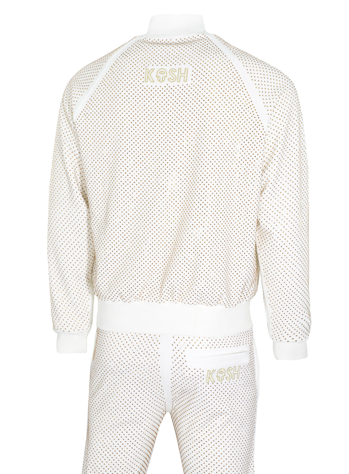 KASH CRYSTAL TRACK JACKET W| HAMSA LOGO 2.0 - WHITE|GOLD