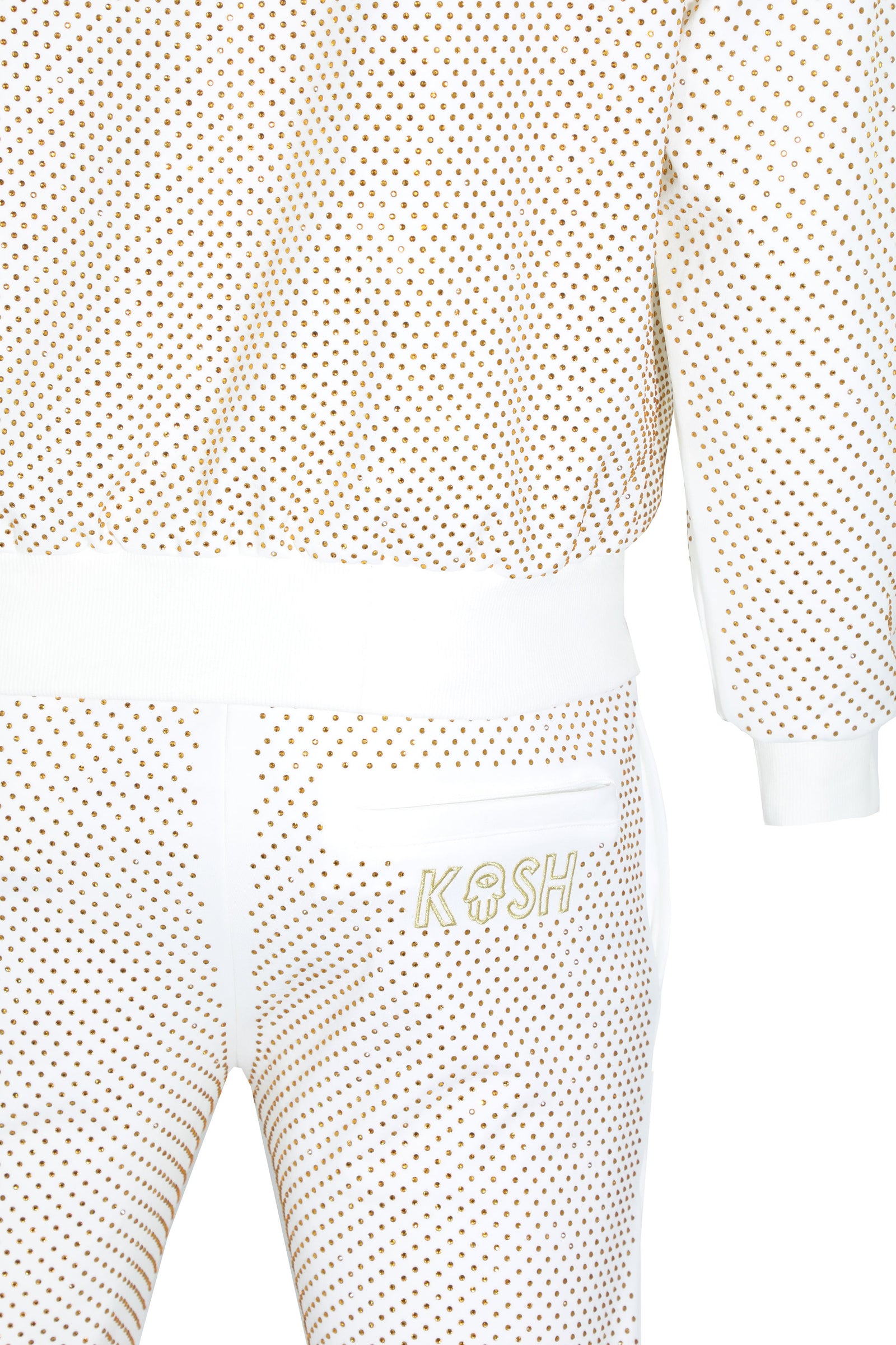 Kash Crystal Track Jacket with Hamsa Logo 2.0 in white/gold – view 4 of 7