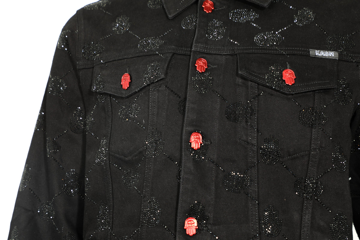 KASH HAMSA ARGYLE JACKET - BLACK