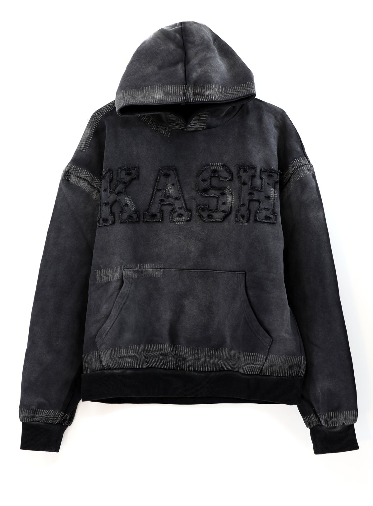 Kash Logo Destroyed Hoodie - Black