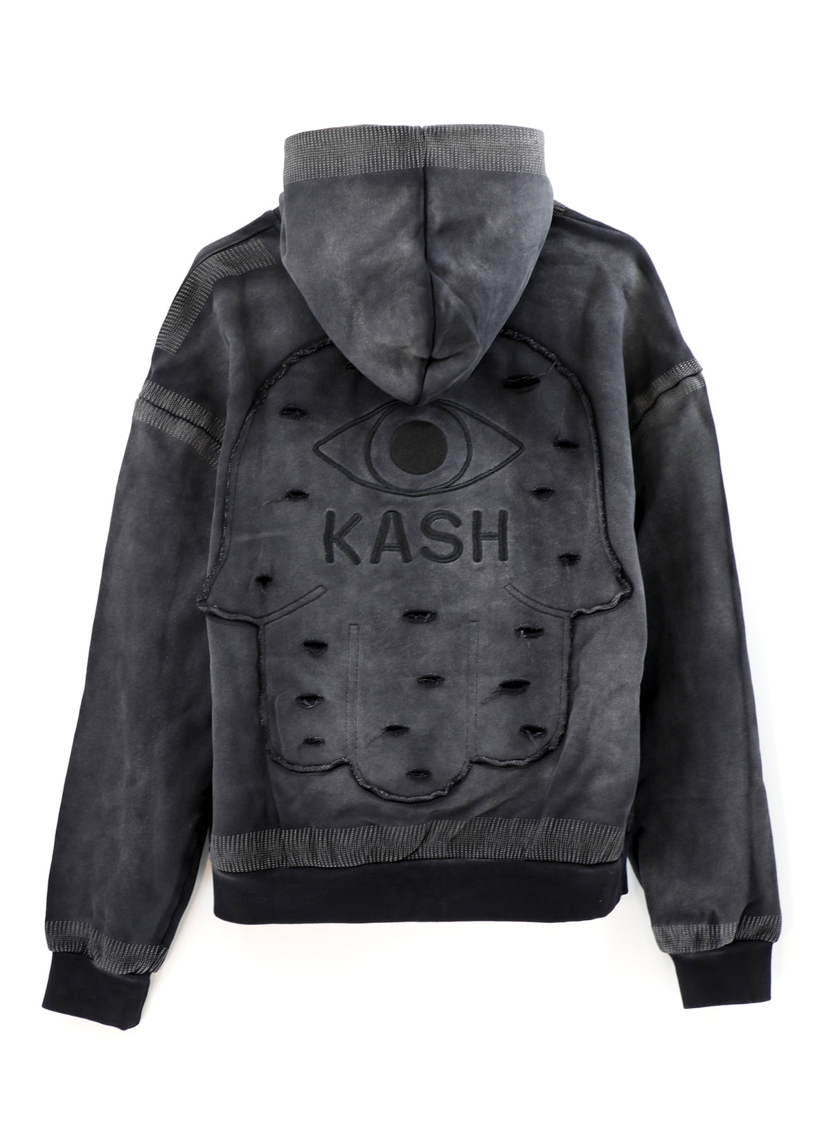 Kash Logo Destroyed Hoodie - Black