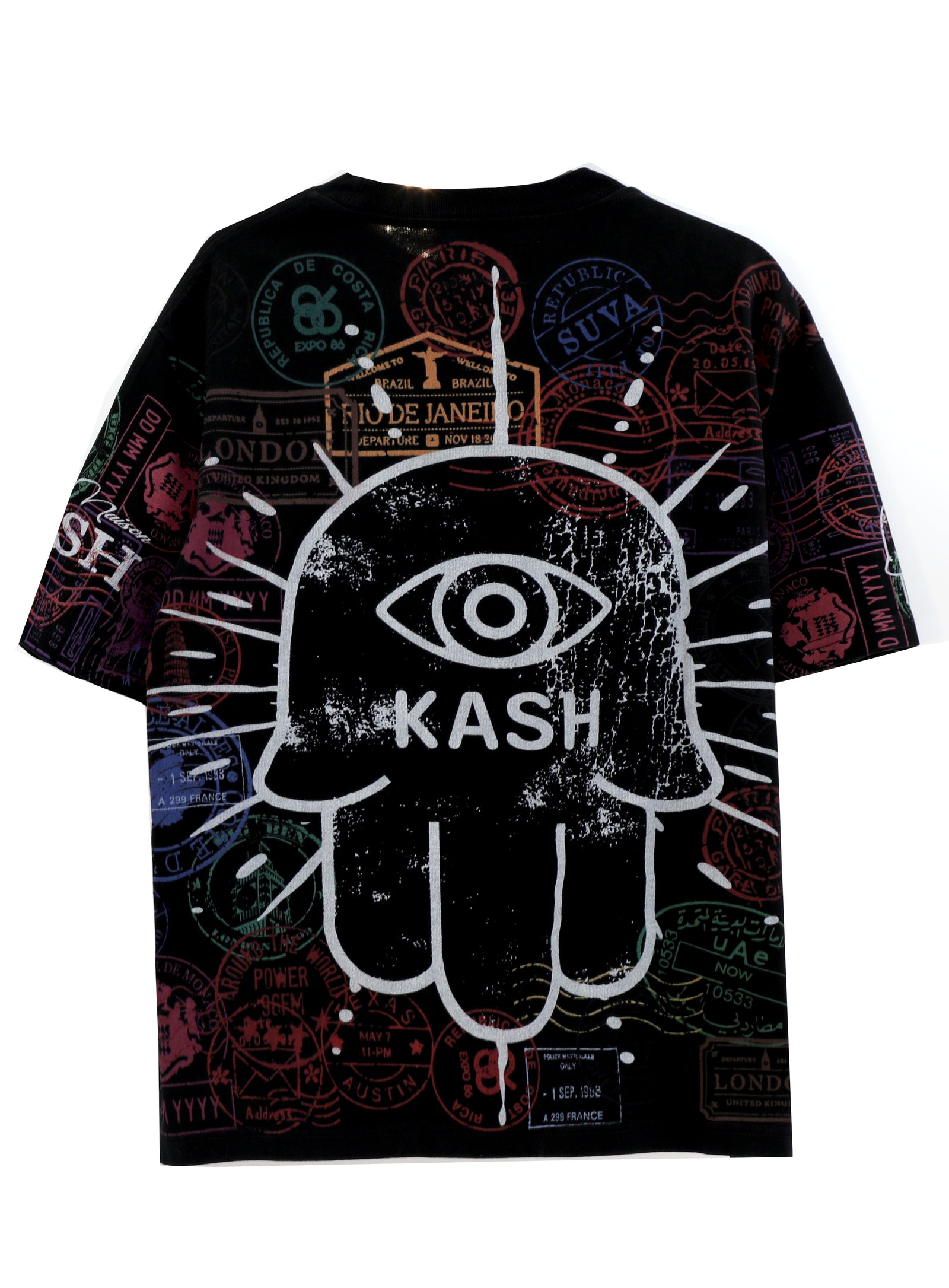 Kash Passport Collection heavyweight oversized tee in black – view 2 of 8