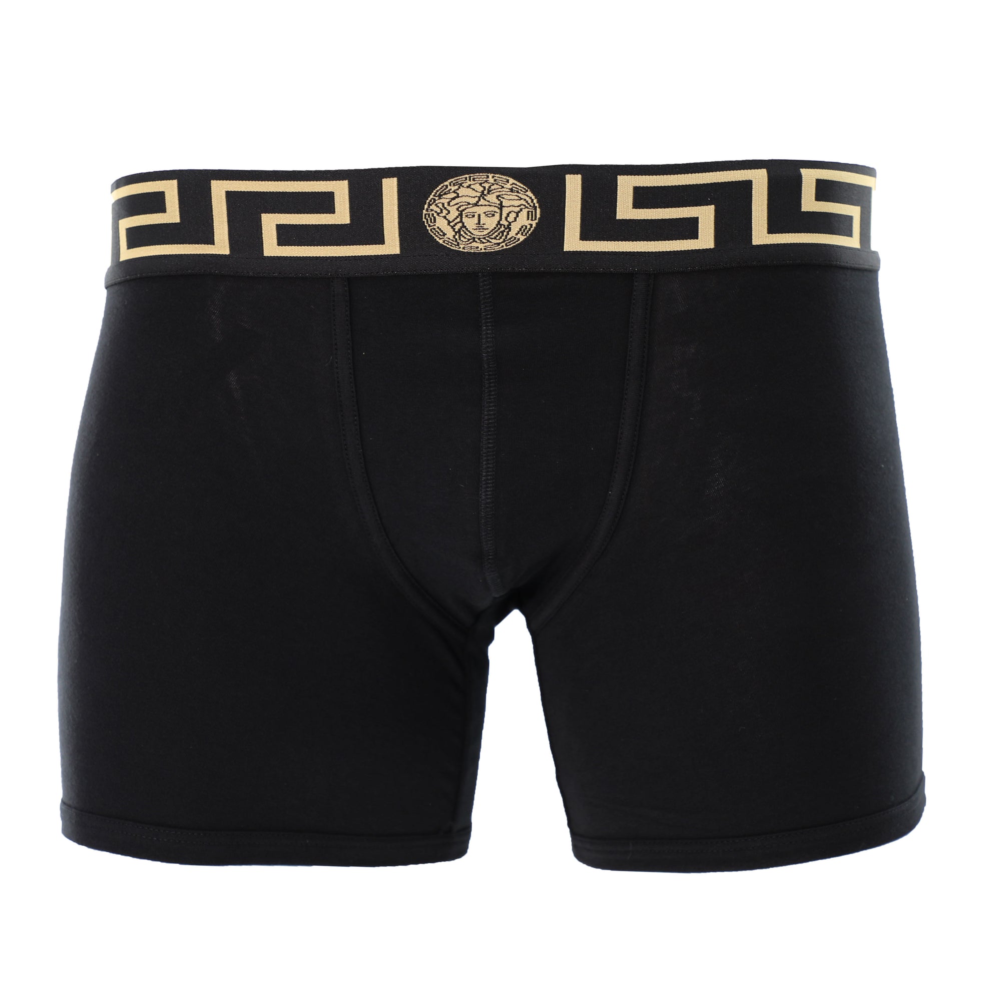 Versace Underwear Long Trunk W/Greca Border - Black/Gold
