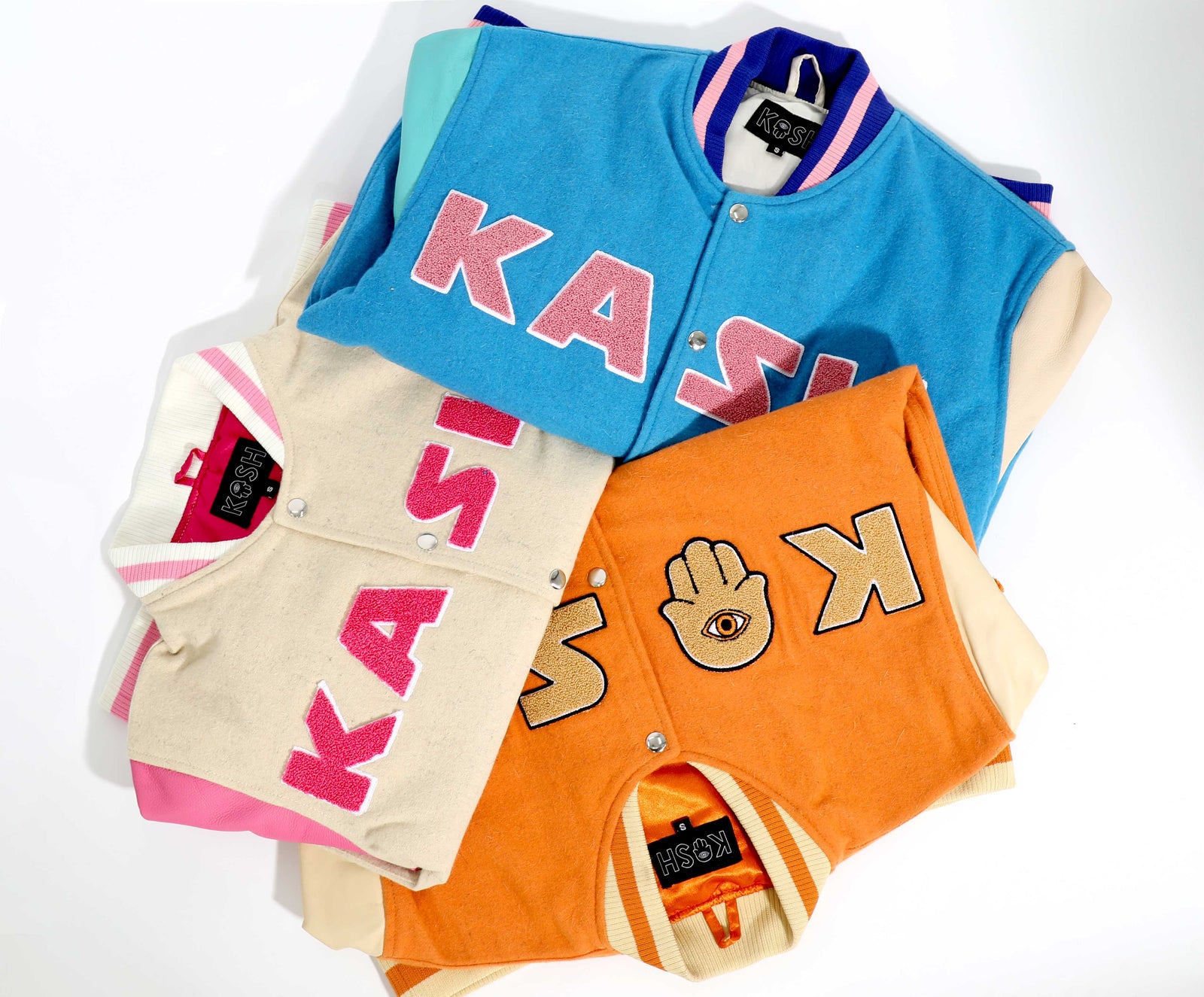 KASH Chenille Print Varsity Jacket - Pink w/ Cream – view 4 of 6