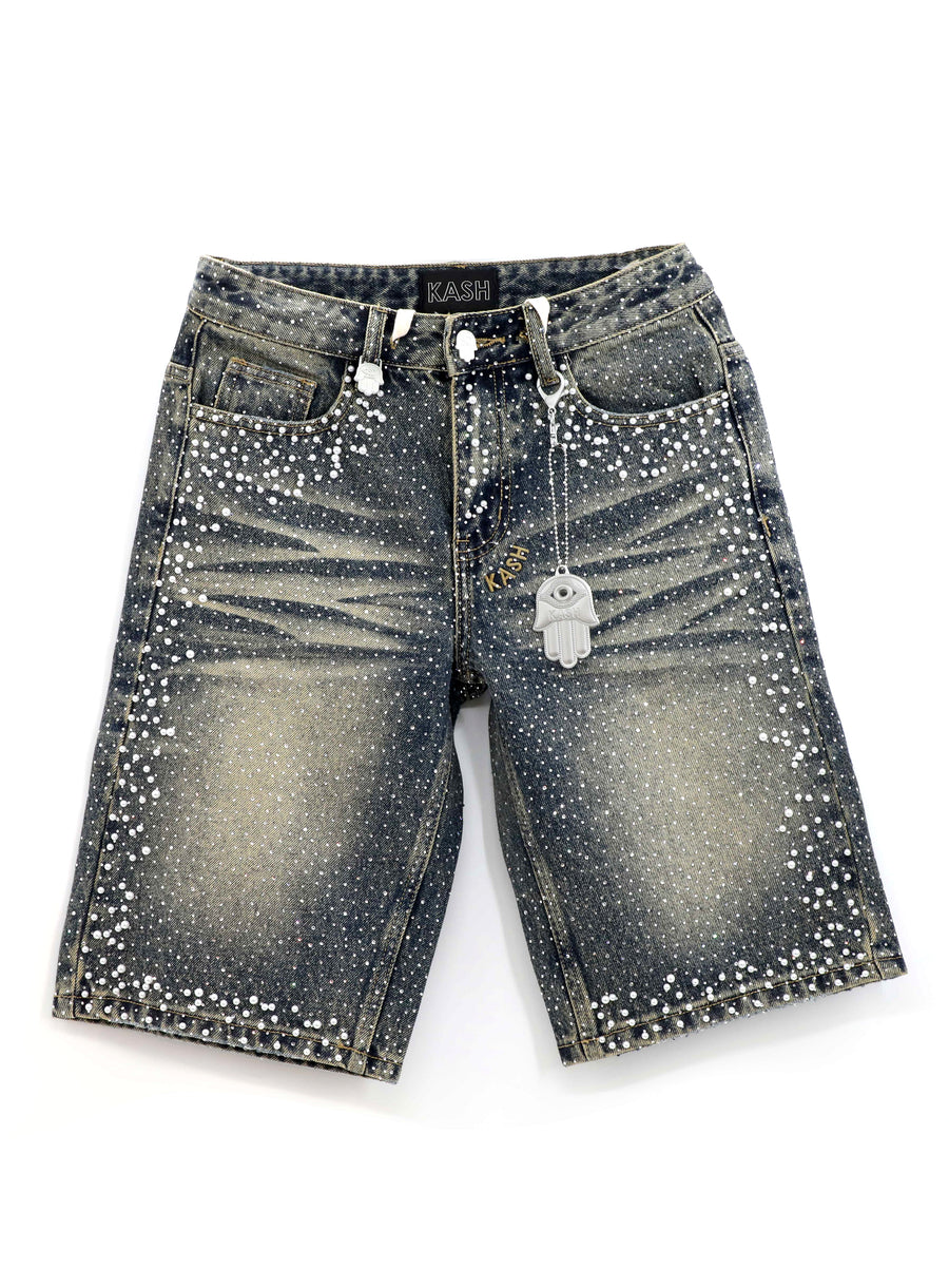 Kash shorts with pearls and clear crystals - Blue