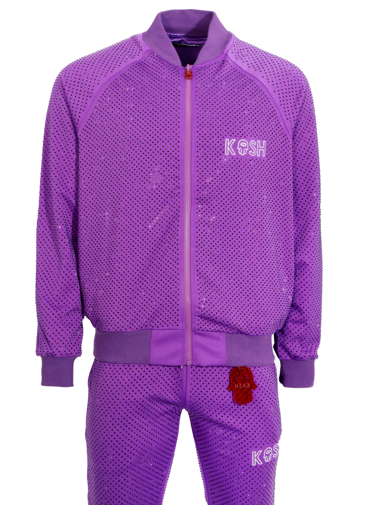 KASH ALL OVER DIAMOND TRACK PANTS - PURPLE