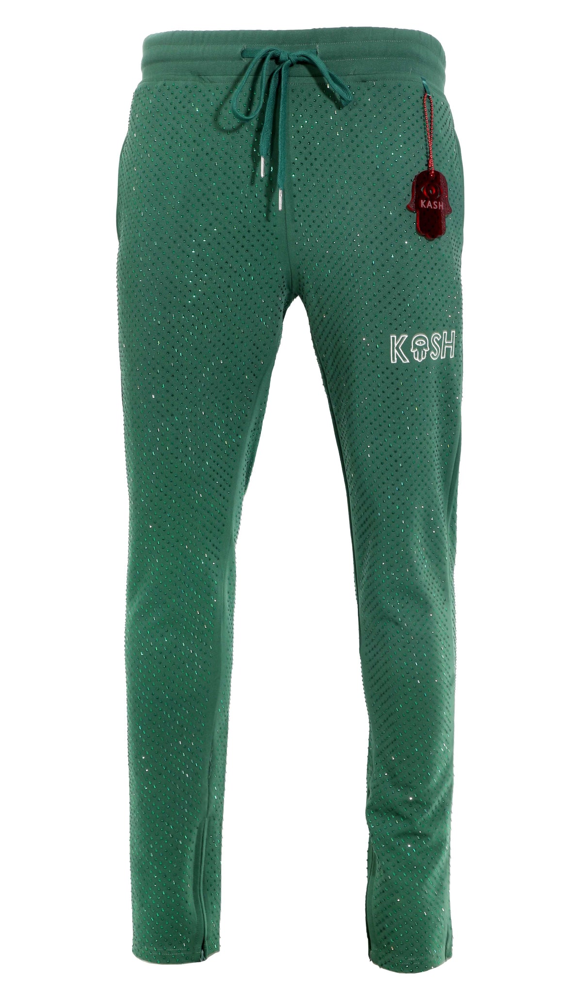 KASH ALL OVER DIAMOND TRACK PANTS - GREEN