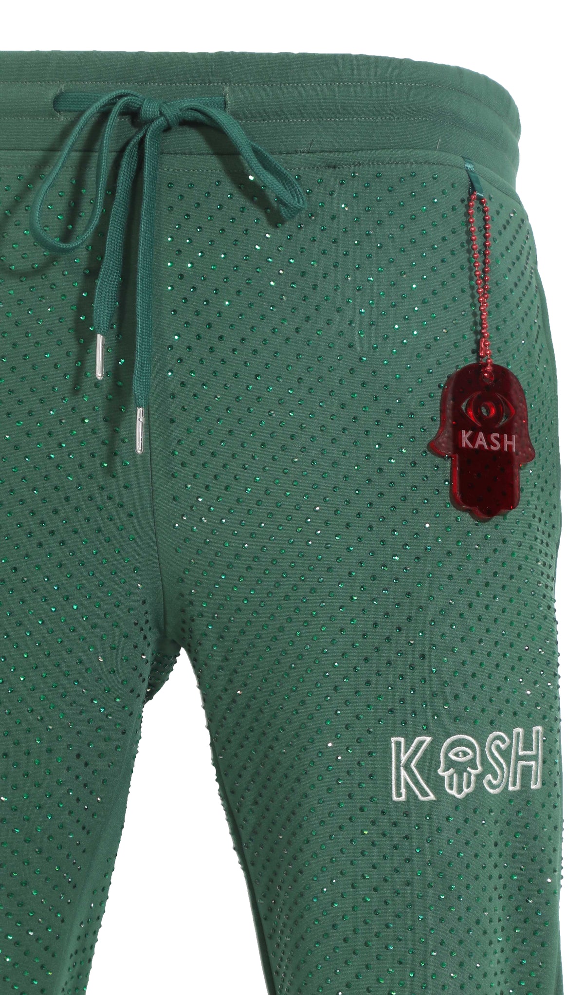 KASH ALL OVER DIAMOND TRACK PANTS - GREEN