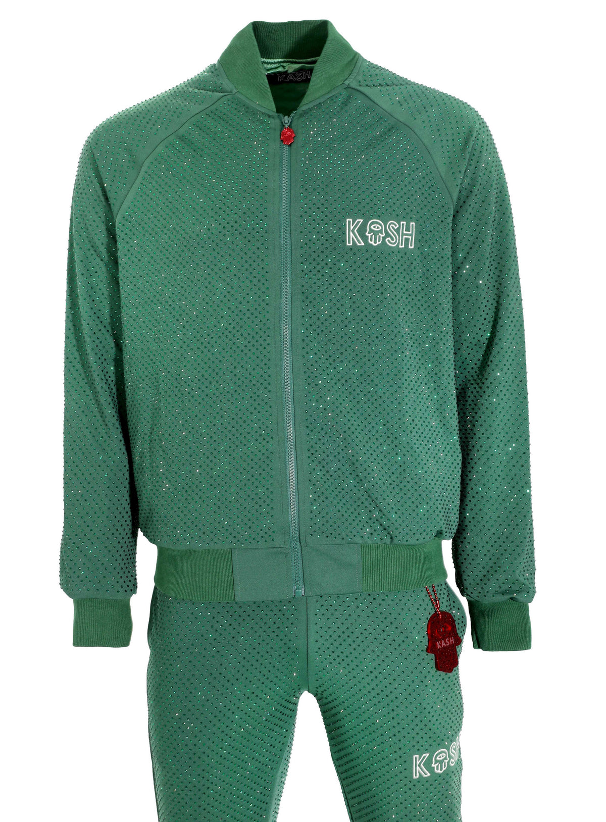 KASH ALL OVER DIAMOND TRACK PANTS - GREEN