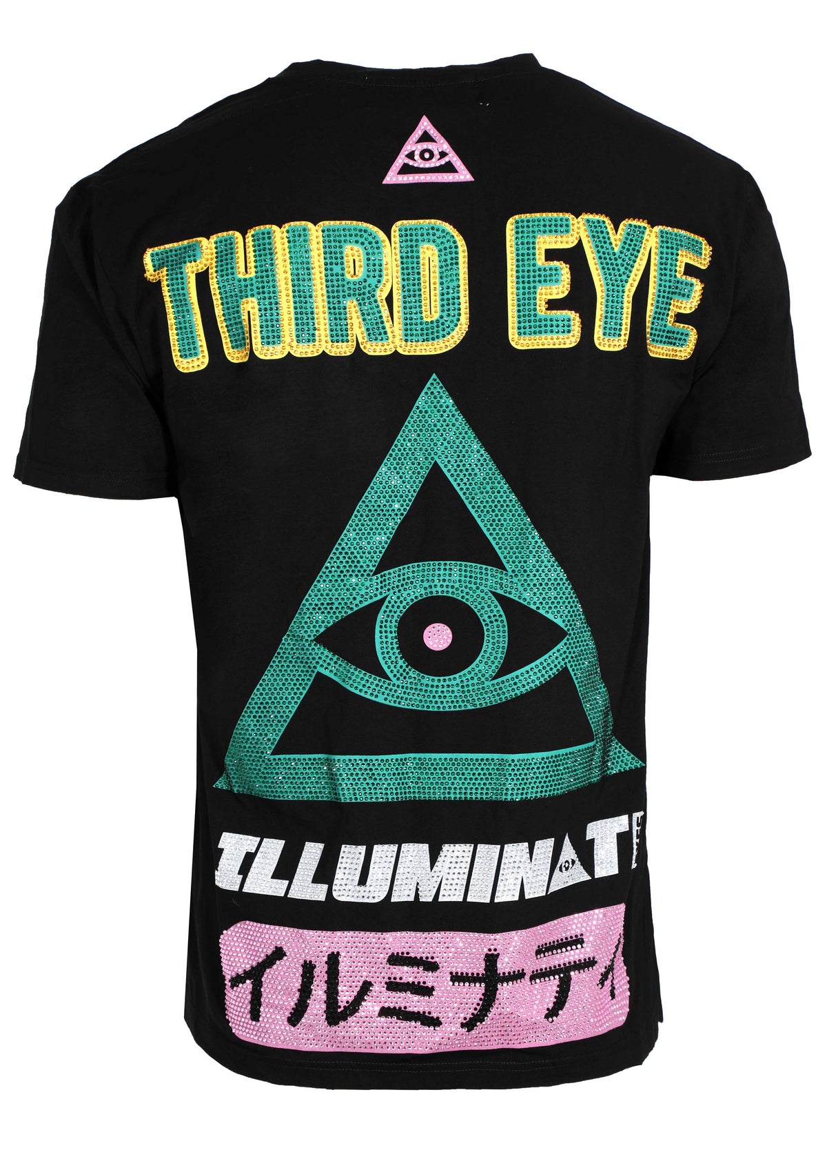 THIRD EYE ILLUMINATI CRYSTAL TEE - BLACK