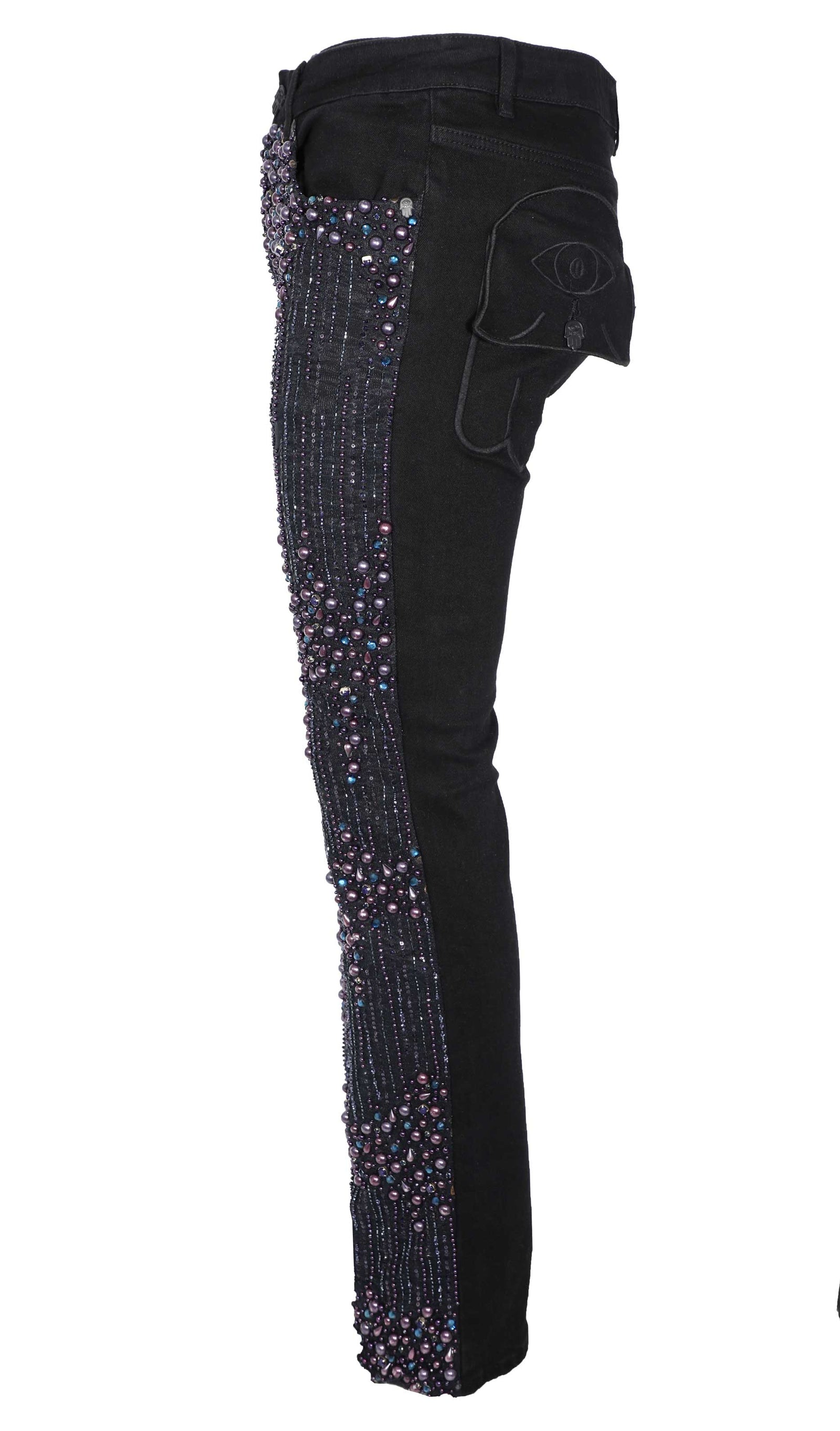KASH Midknight Pearl Stacked Denim- Black