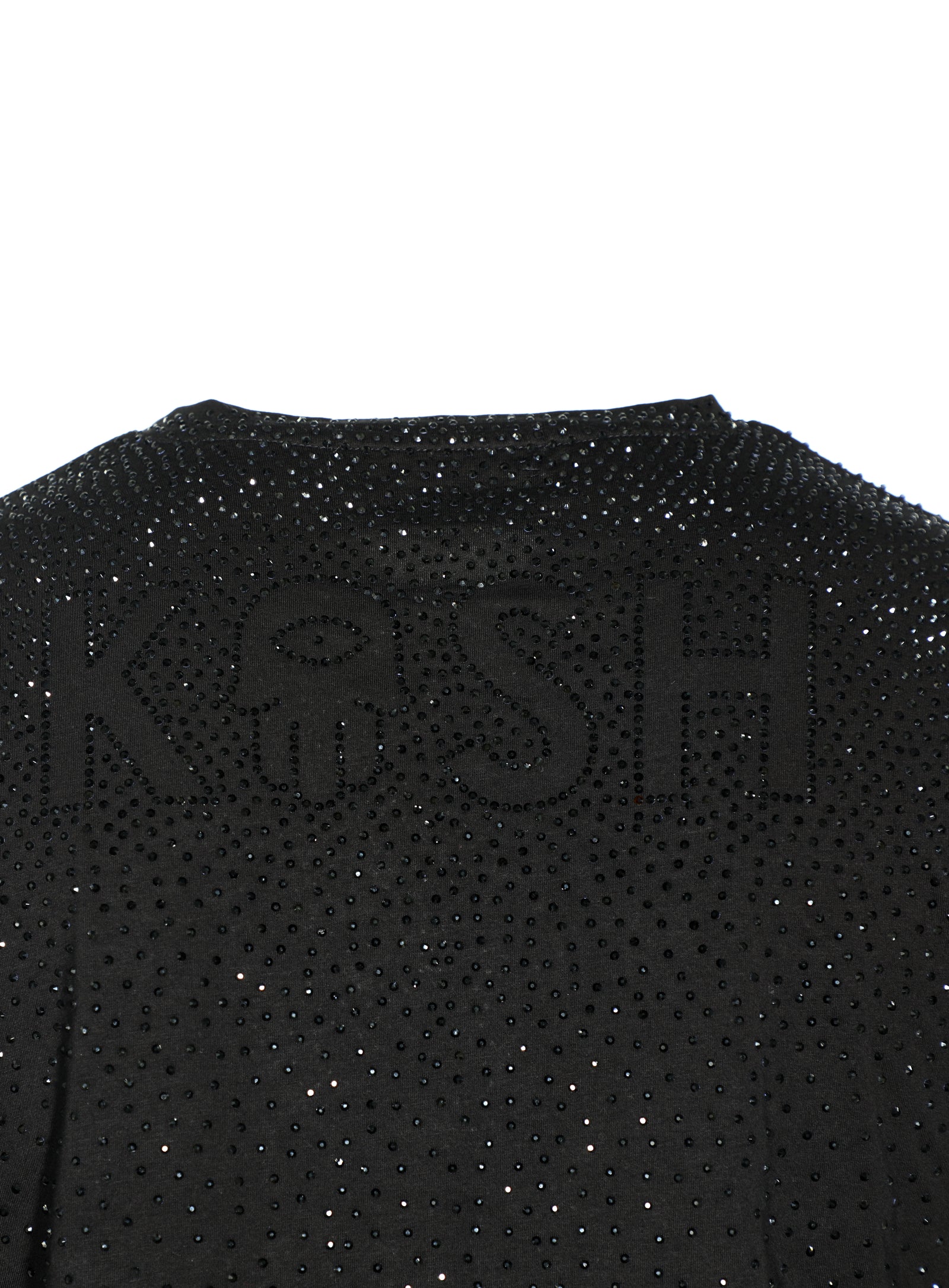 Kash Hamsa Logo Diamond Tee in black, stretch tee with diamond Hamsa logo – view 2 of 2