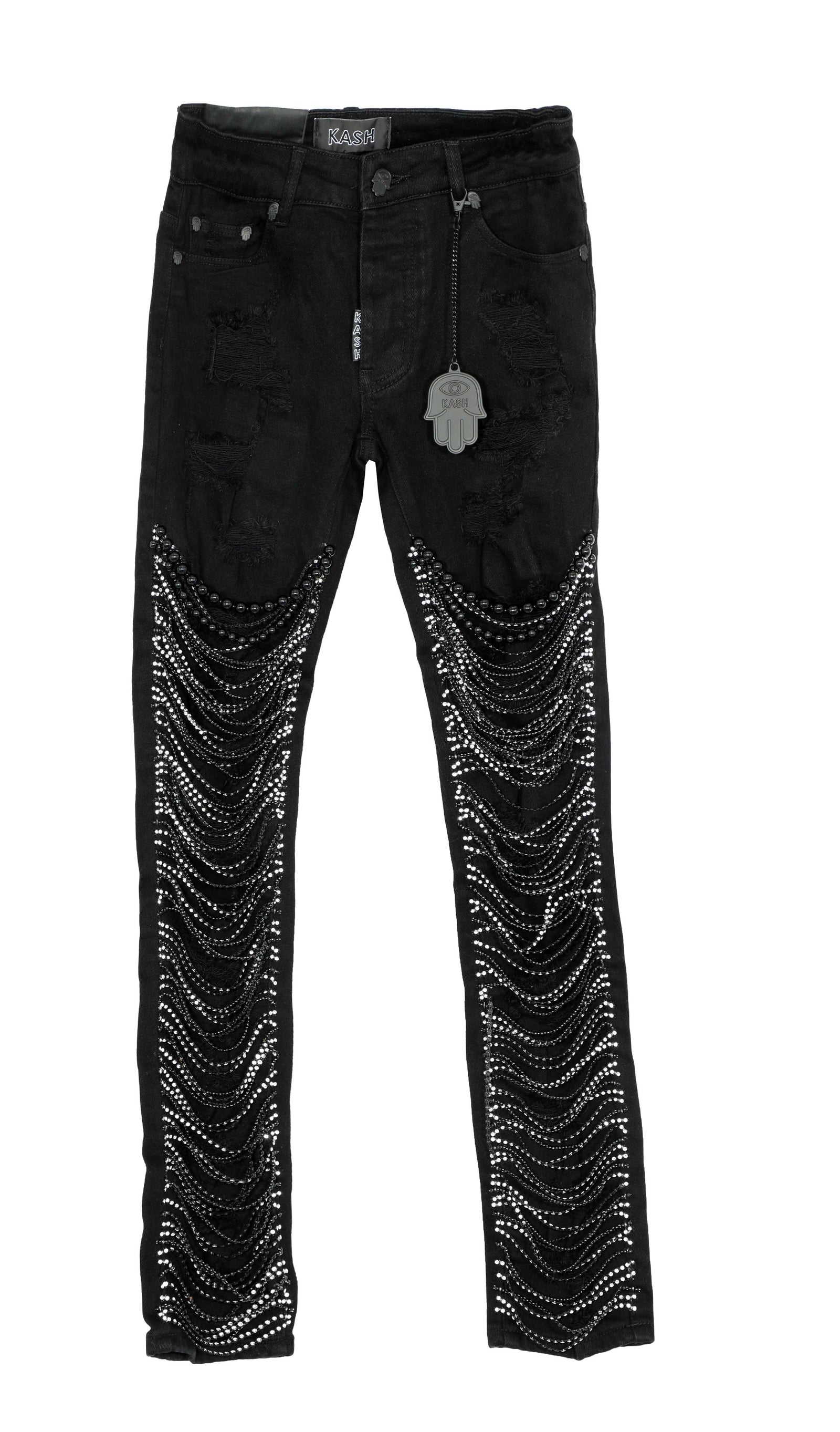 KASH Pearls and Diamond Skinny Jeans- Black – view 1 of 2