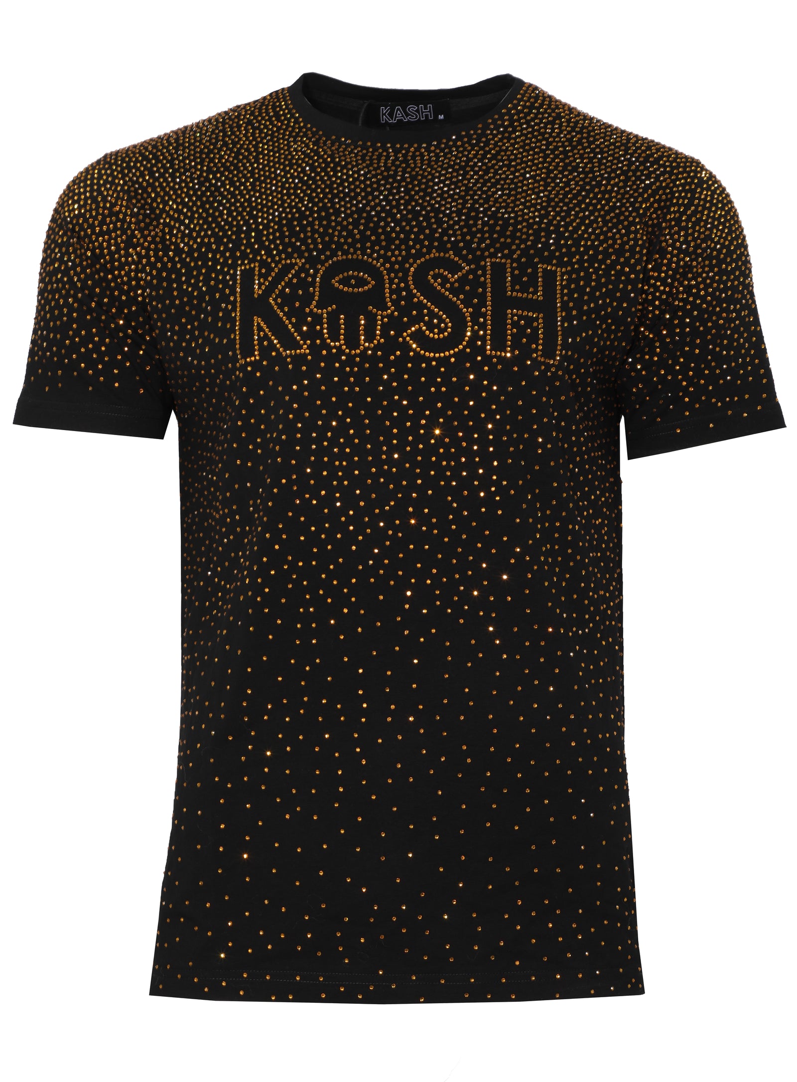 Kash Hamsa Logo Diamond Tee in black and gold – view 1 of 2