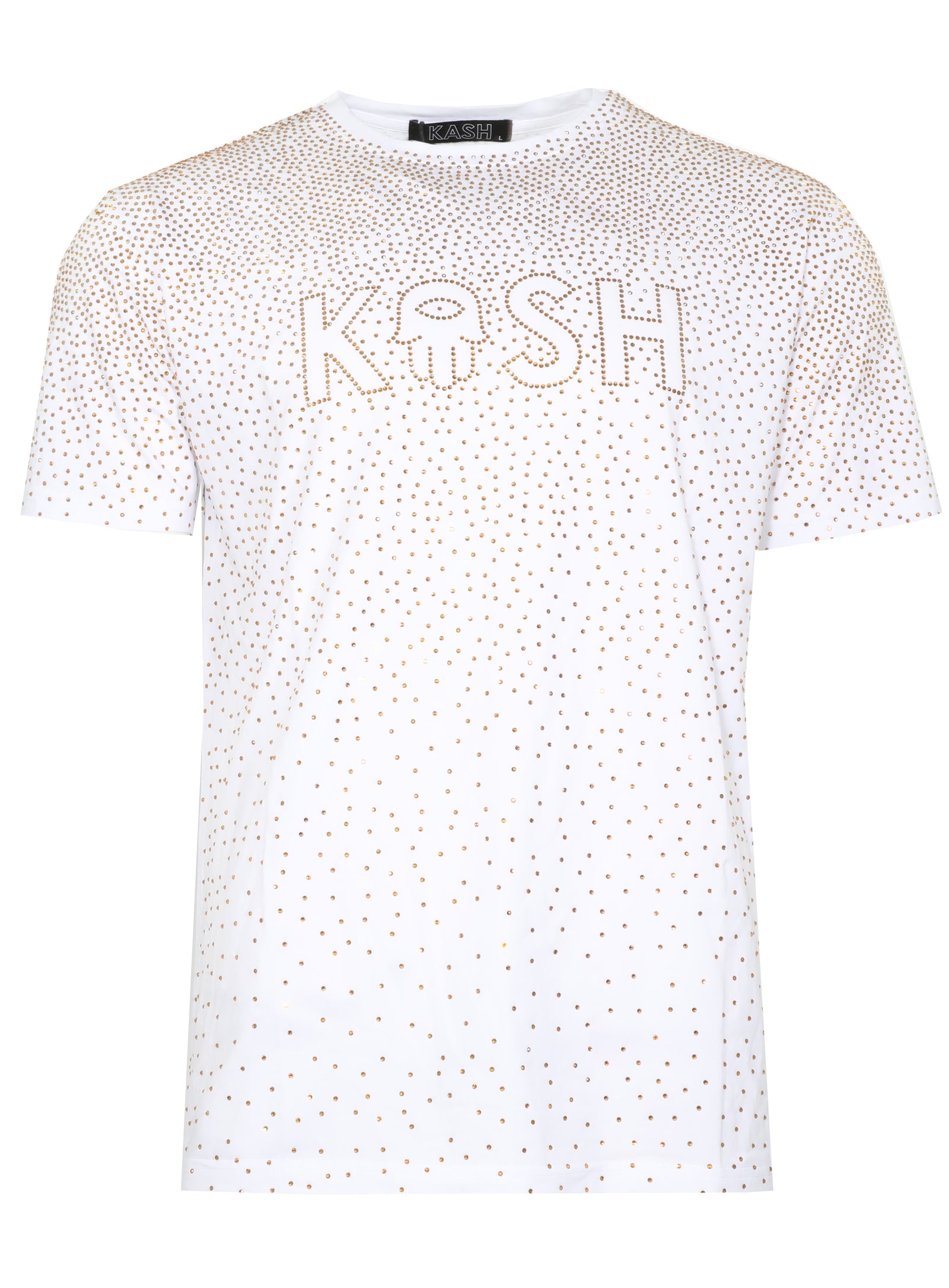 Kash Hamsa Logo Diamond Tee in white and gold – view 1 of 2