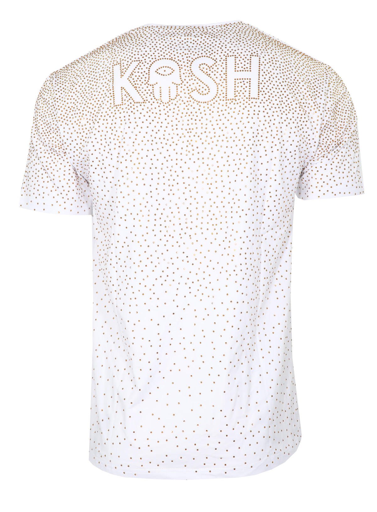 Kash Hamsa logo diamond luxury stretch silky feel tee shirt- true to size -White/Gold