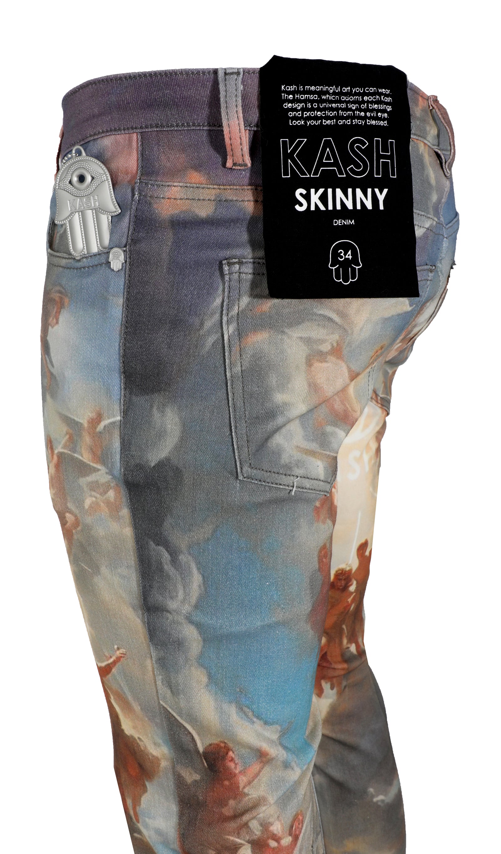 Kash Hamsa Angel skinny denim jeans in multi – view 3 of 7