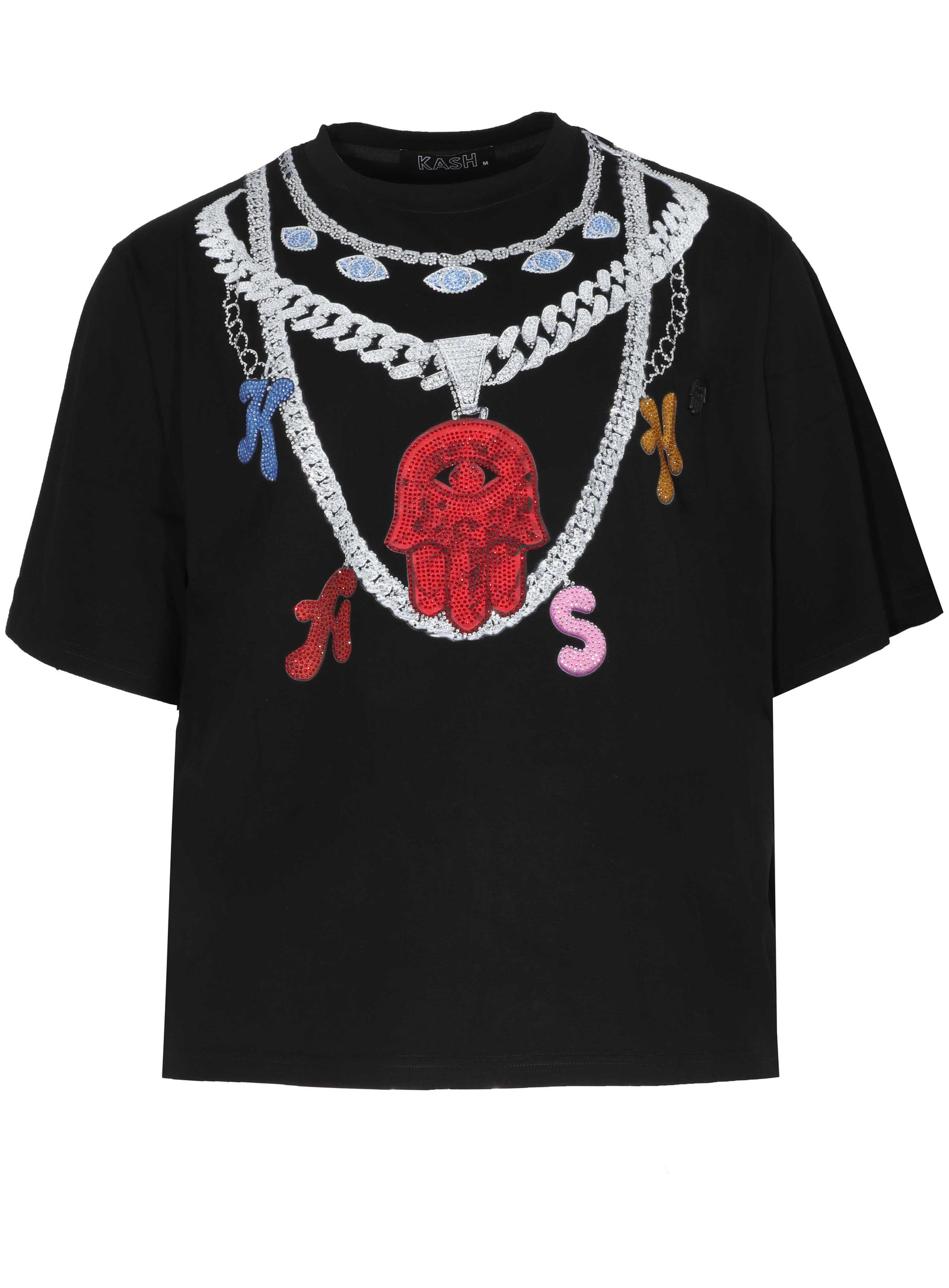 Kash Chains Crystal Tee in black – view 1 of 3