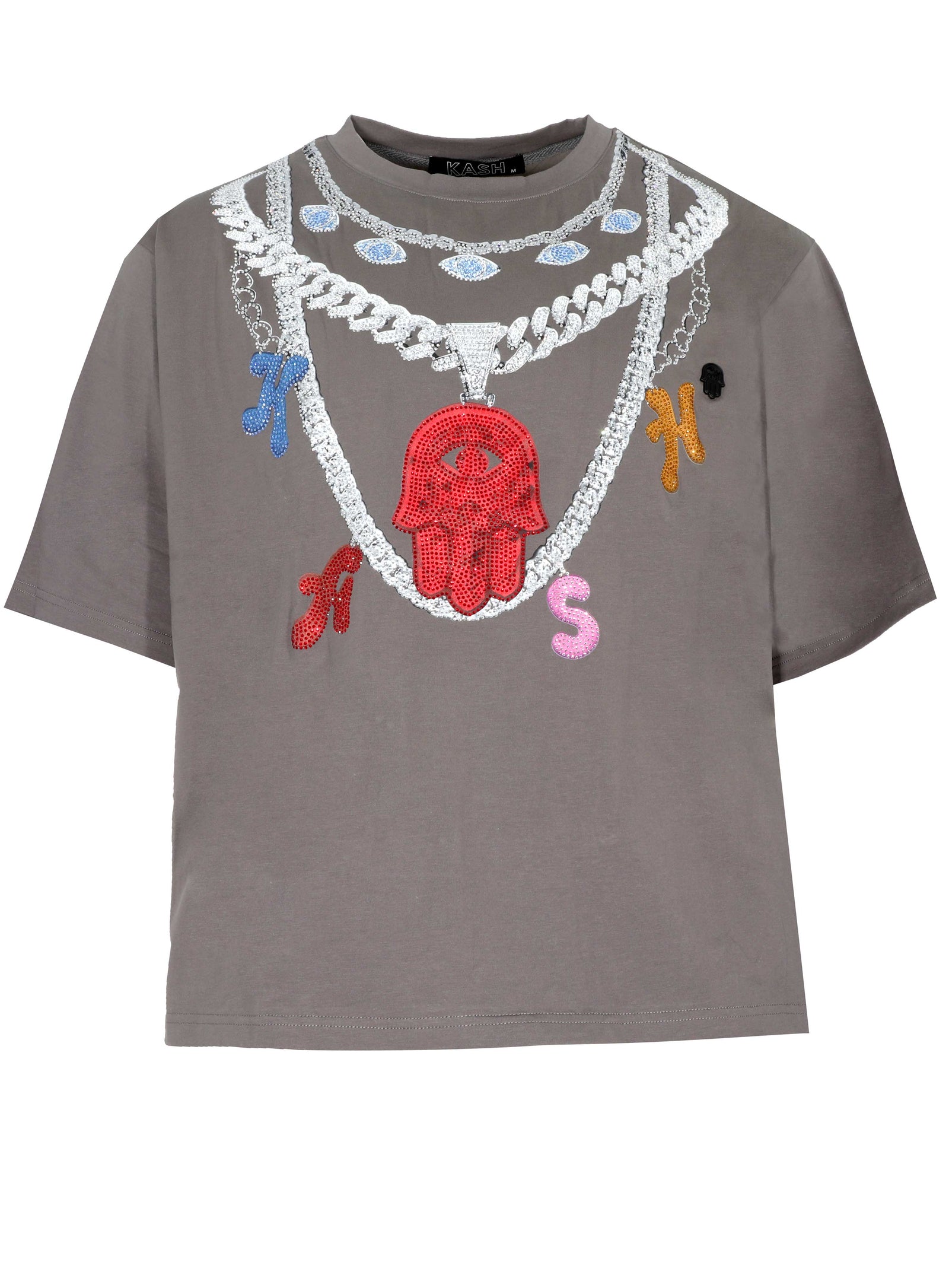 Kash Chains Crystal Tee in grey – view 1 of 3