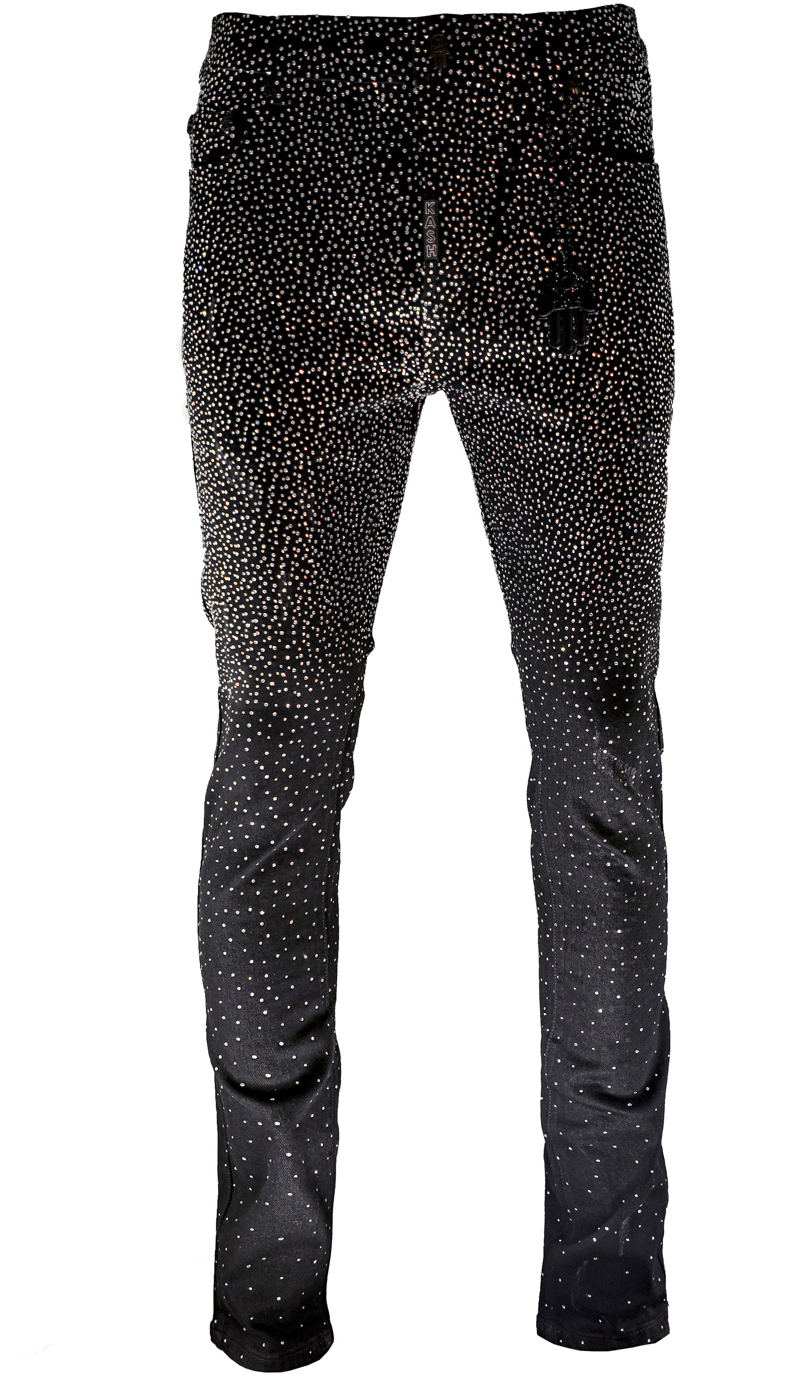 Kash Slim Fit Black Denim with Clear Crystals in black – view 1 of 15