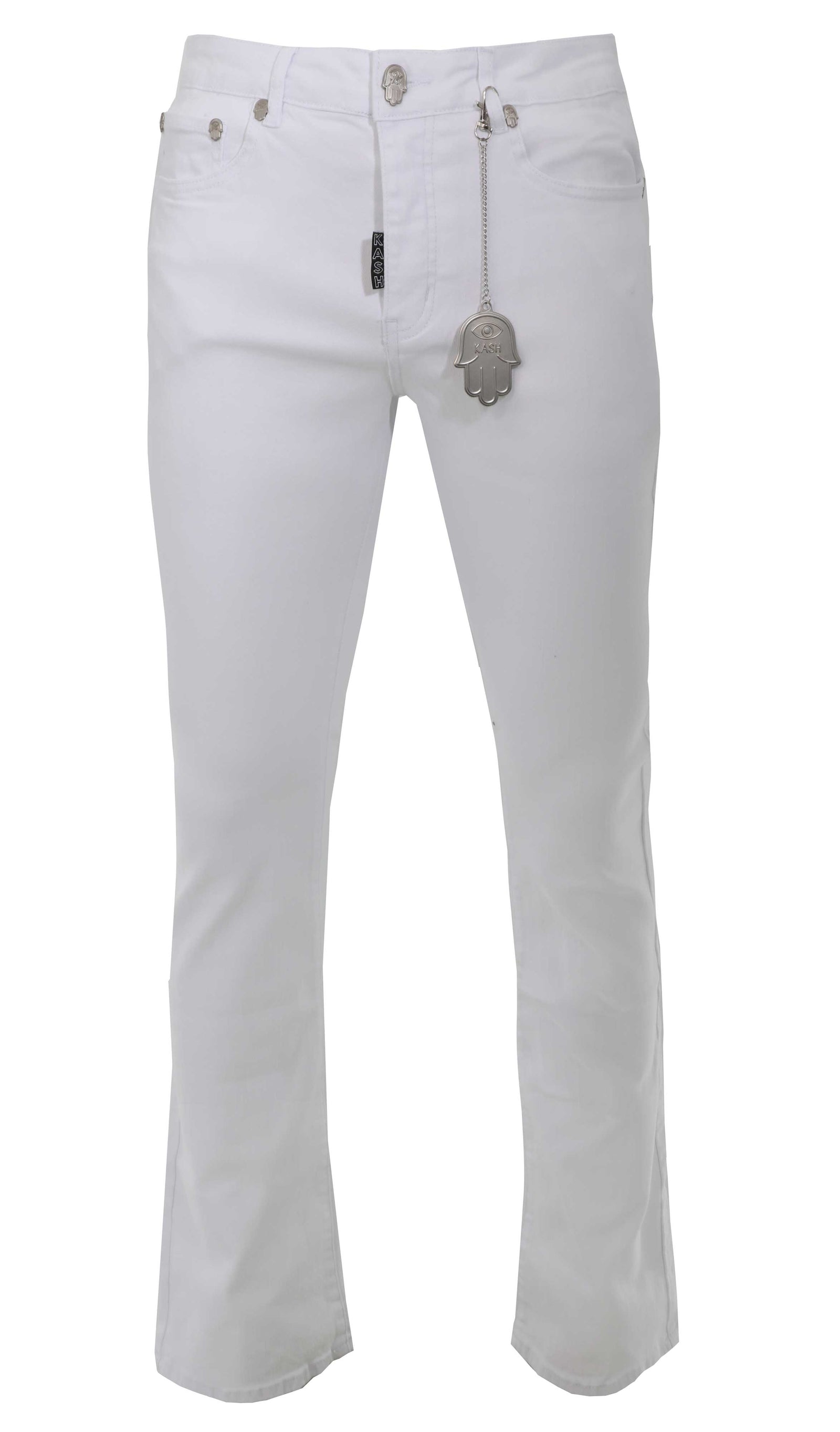 Kash Stacked Denim Hamsa Pocket w/ Eye in white – view 1 of 4