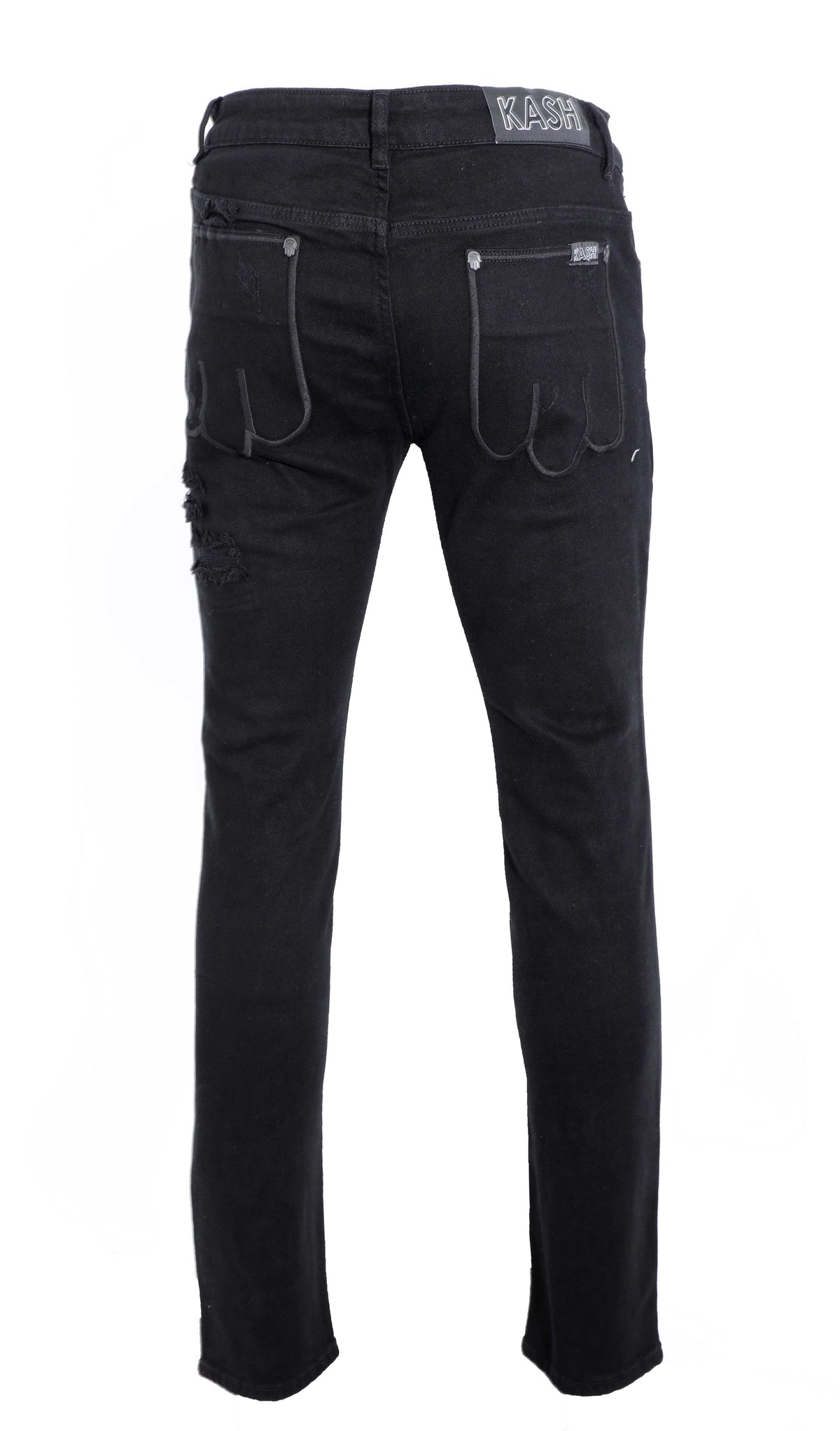 HAMSA POCKET OPEN DISTRESSED DENIM - BLACK