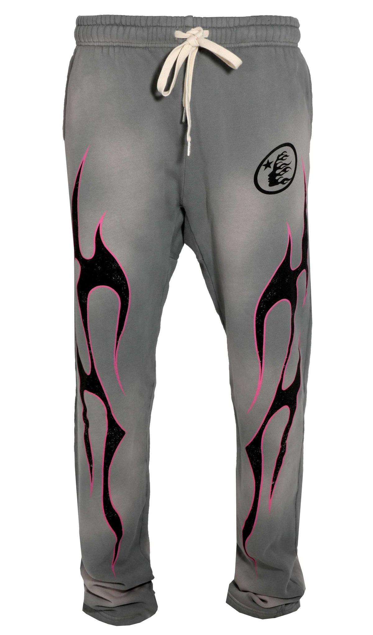 PINK FUTURE FLAME SWEATPANTS - WASHED GREY