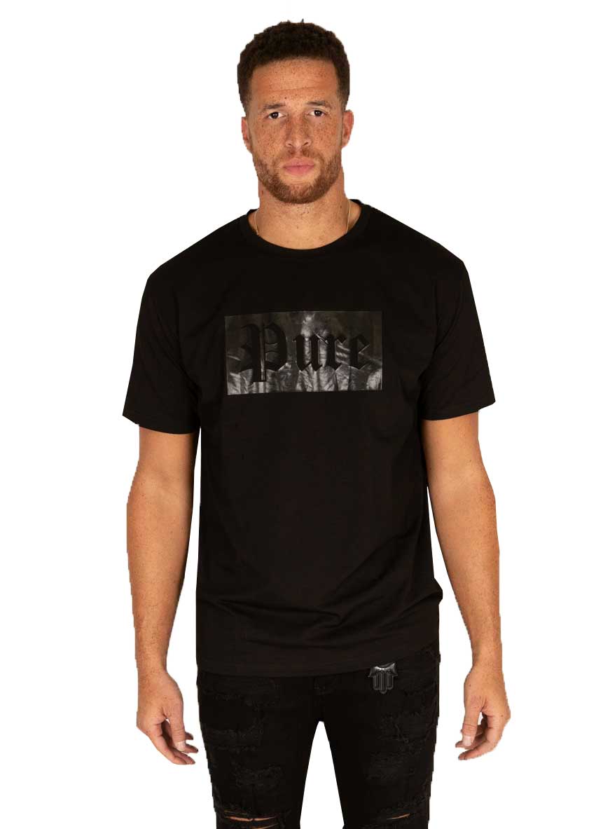 Pure Black on Black Block Logo Tee in black – view 1 of 8