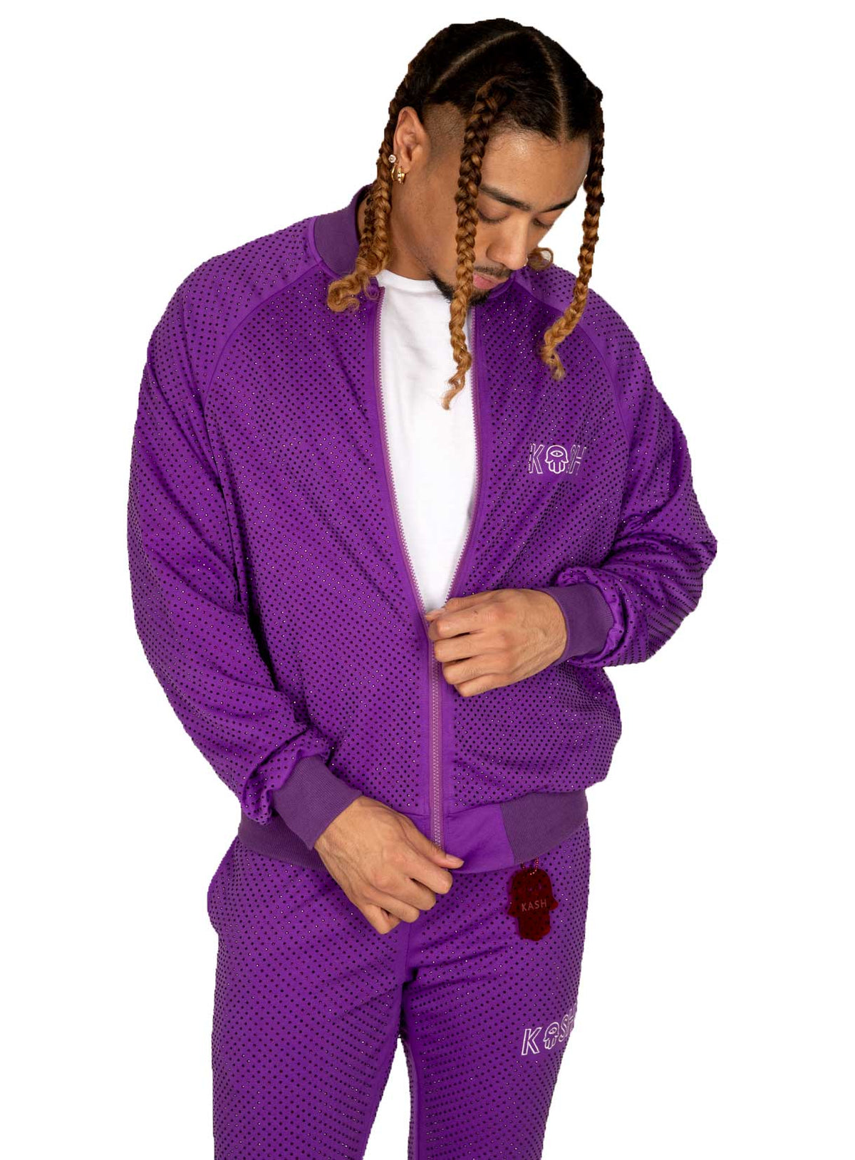 KASH ALL OVER DIAMOND TRACK JACKET - PURPLE