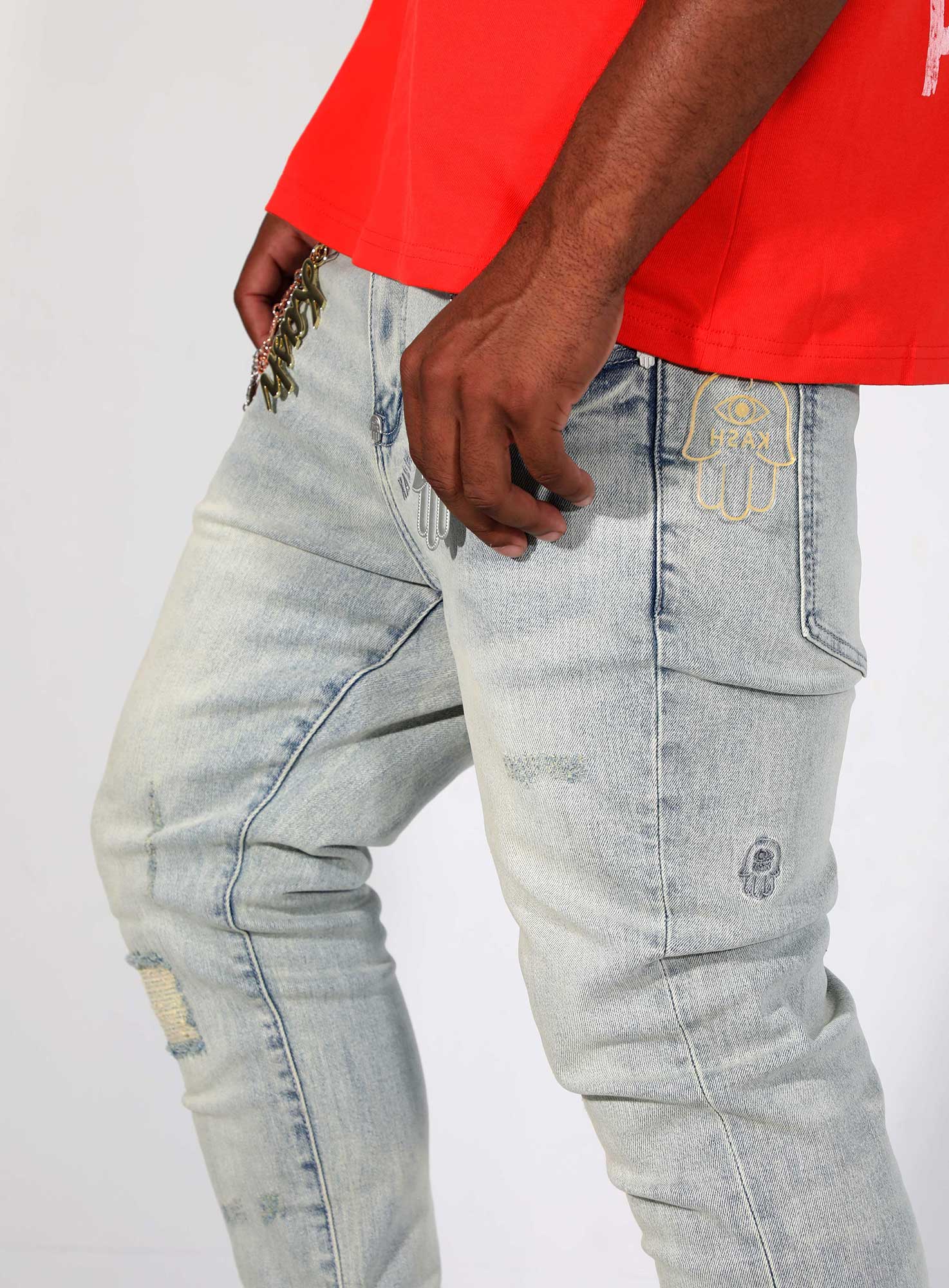 Kash Hamsa-25 skinny fit jeans in light blue – view 7 of 11