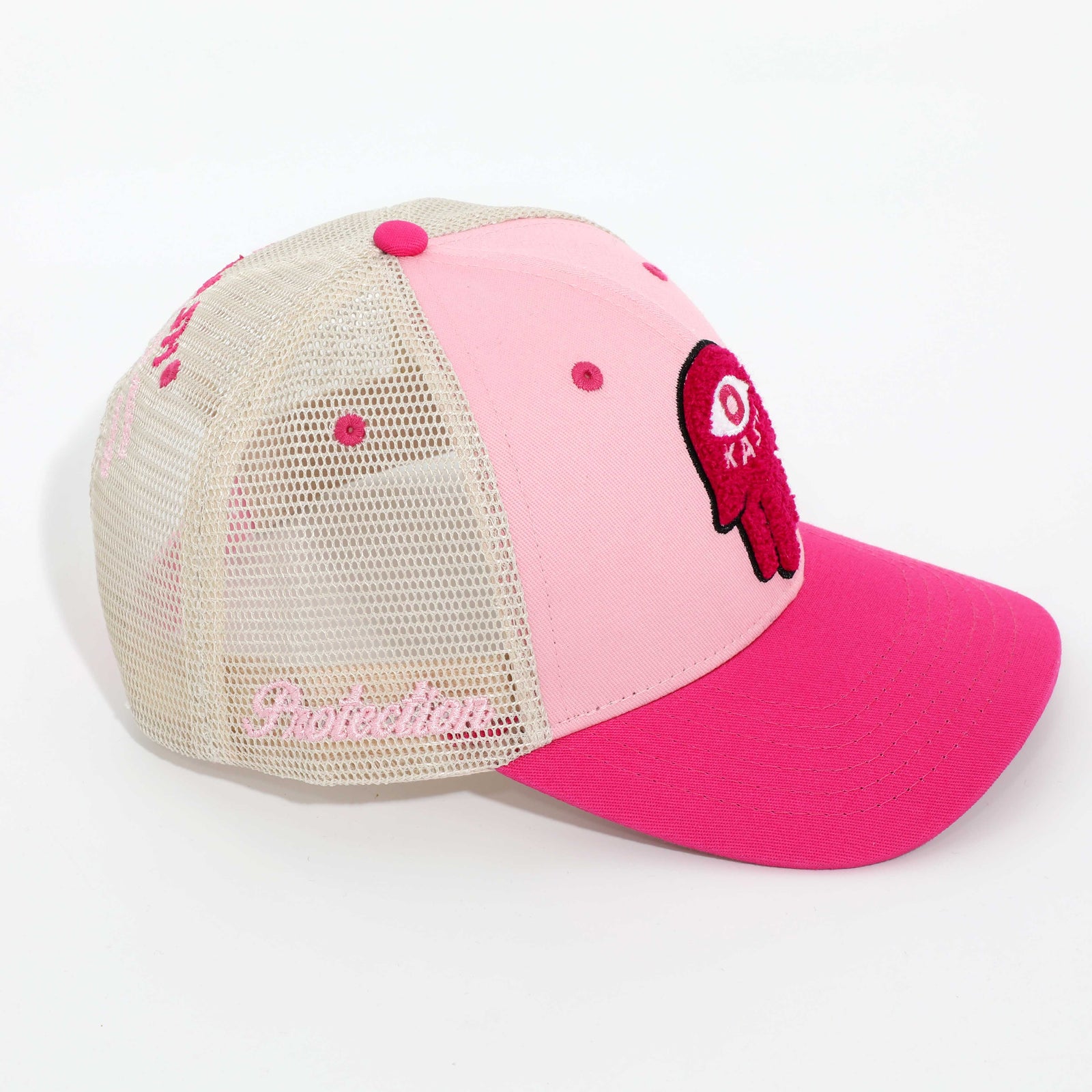 Kash Chenille Hamsa Snapback in pink with ivory – view 2 of 3