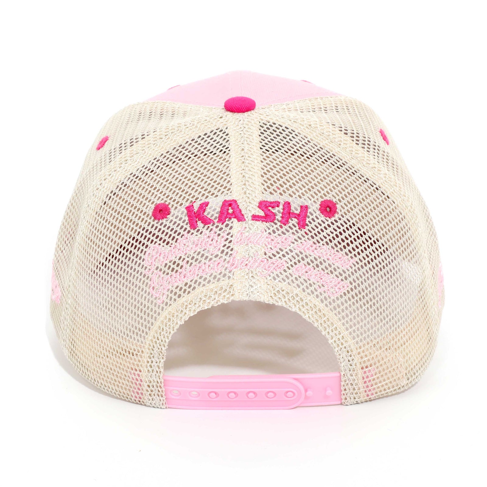 Kash Chenille Hamsa Snapback in pink with ivory – view 3 of 3
