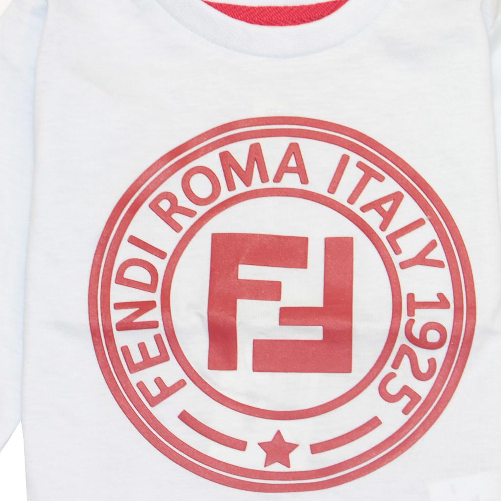 Fendi Baby Boy Long Sleeve Logo T-Shirt in Light Blue – view 2 of 3