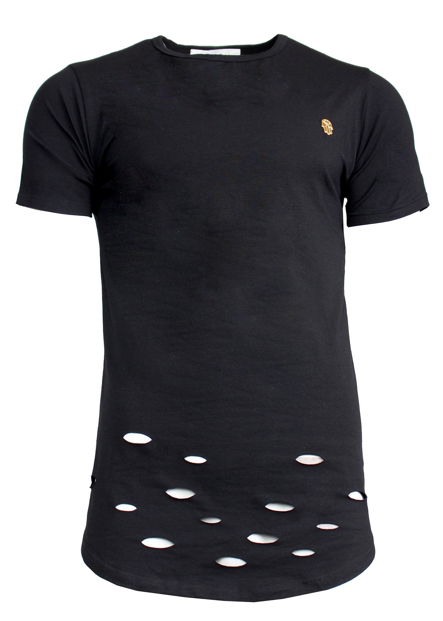 Kash distressed Hamsa tee in black