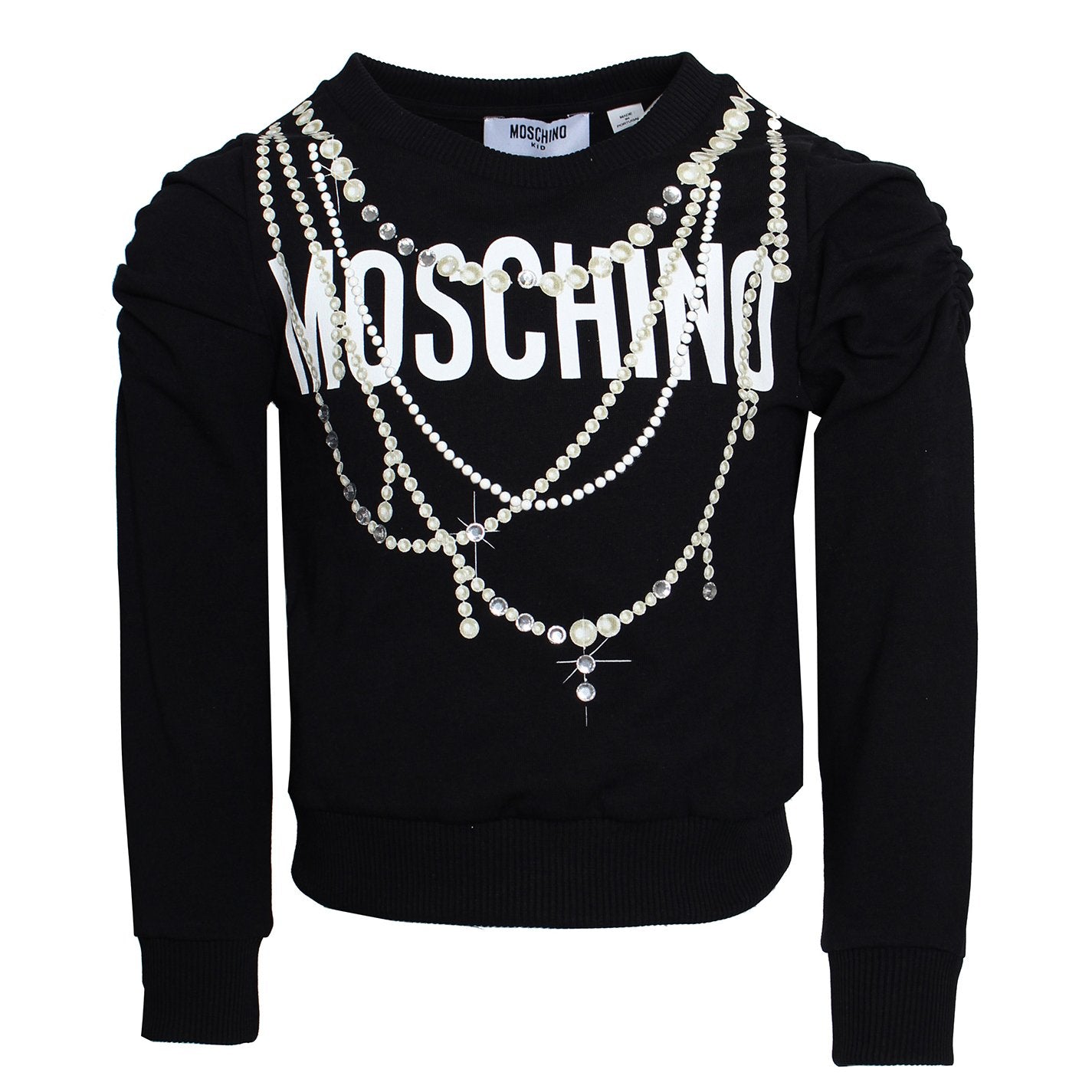Kids Moschino girls long sleeve logo sweatshirt in black