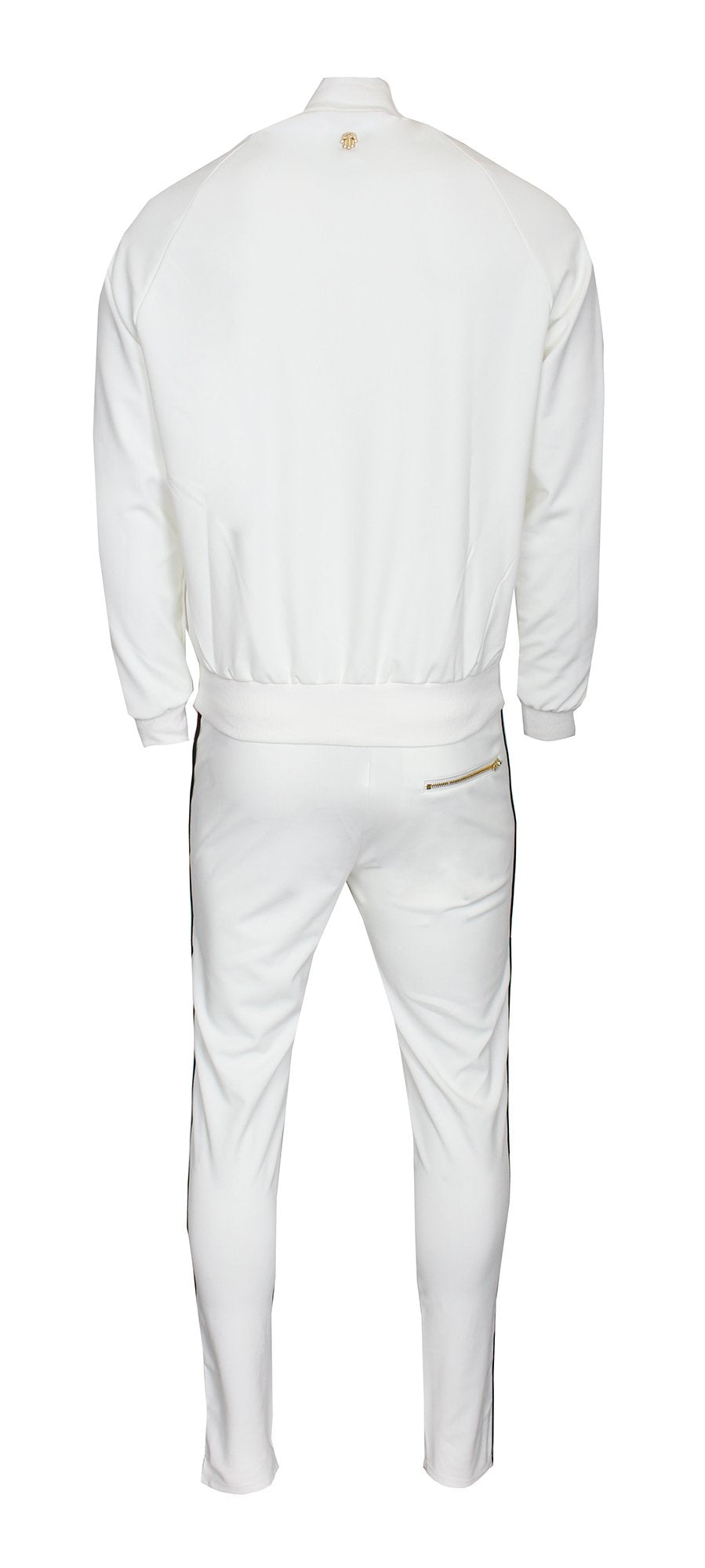 Kash Men's Side Stripe Long Sleeve Jacket in White – view 5 of 5
