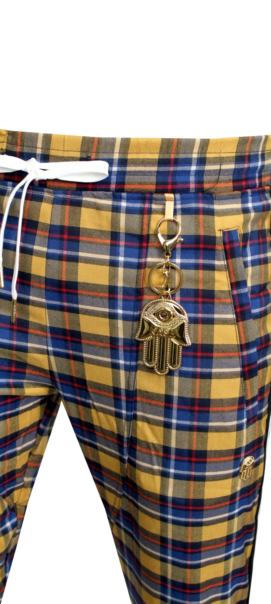 Kash men's plaid track pants from Private School Collection in gold — alternate view 5
